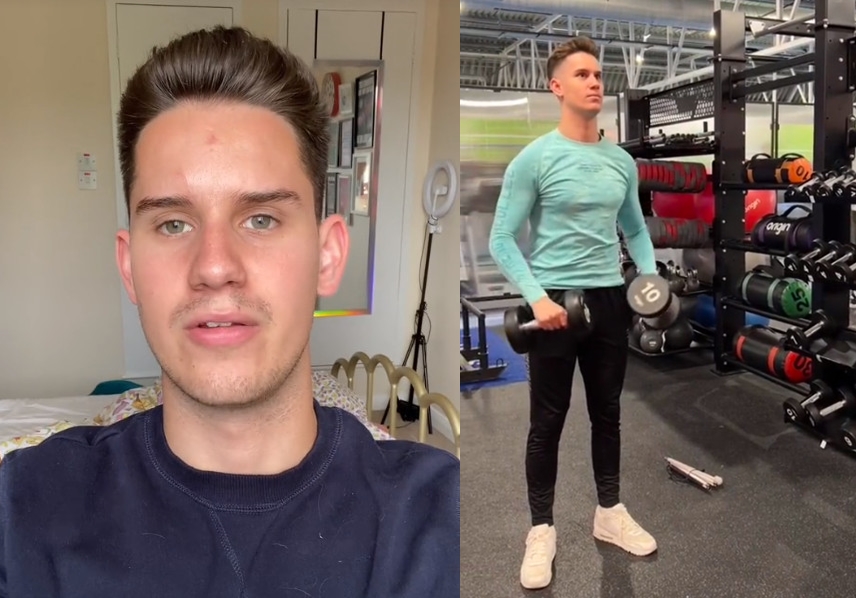 一名盲人網紅透露曾在健身房運動時，竟被一名女生誤會是變態。（翻攝抖音@blindtobes）