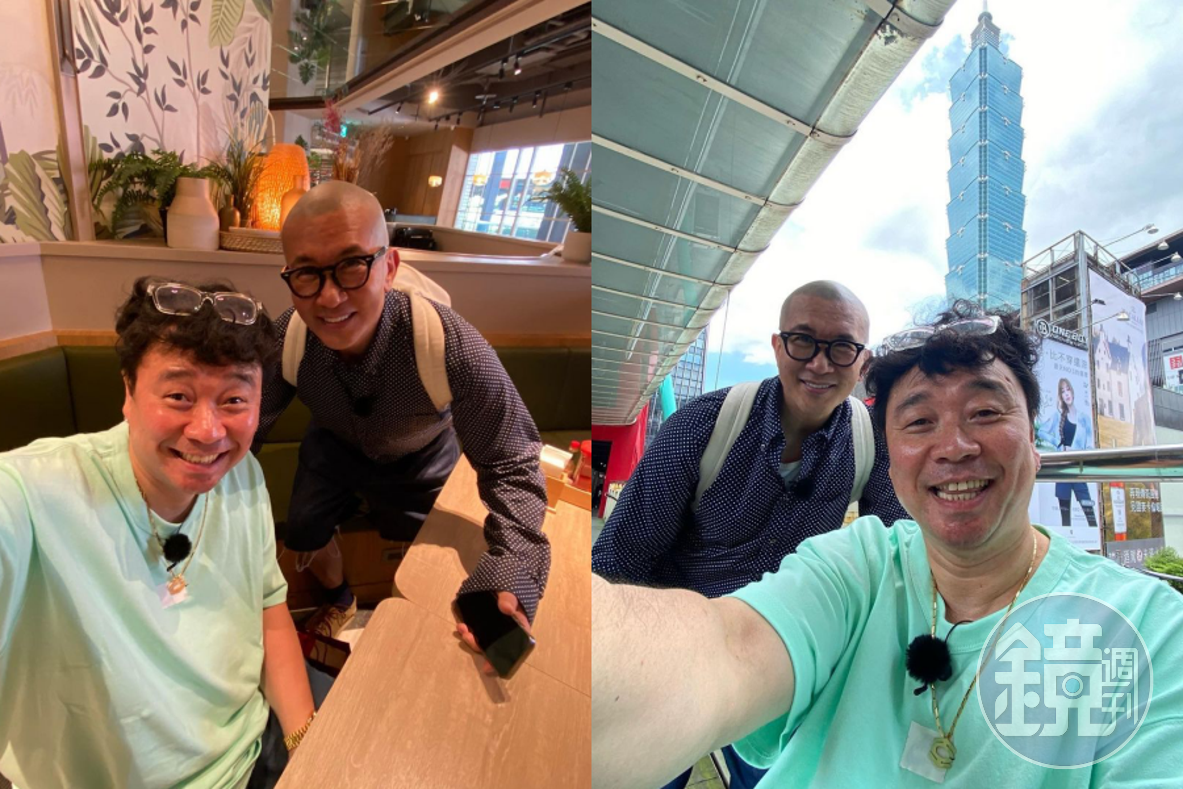 酷龍近日在台合體,具俊曄(左圖右、右圖左)和隊友姜元來(左圖左、右圖右)於台灣相見歡。(翻攝自@clon52 IG)