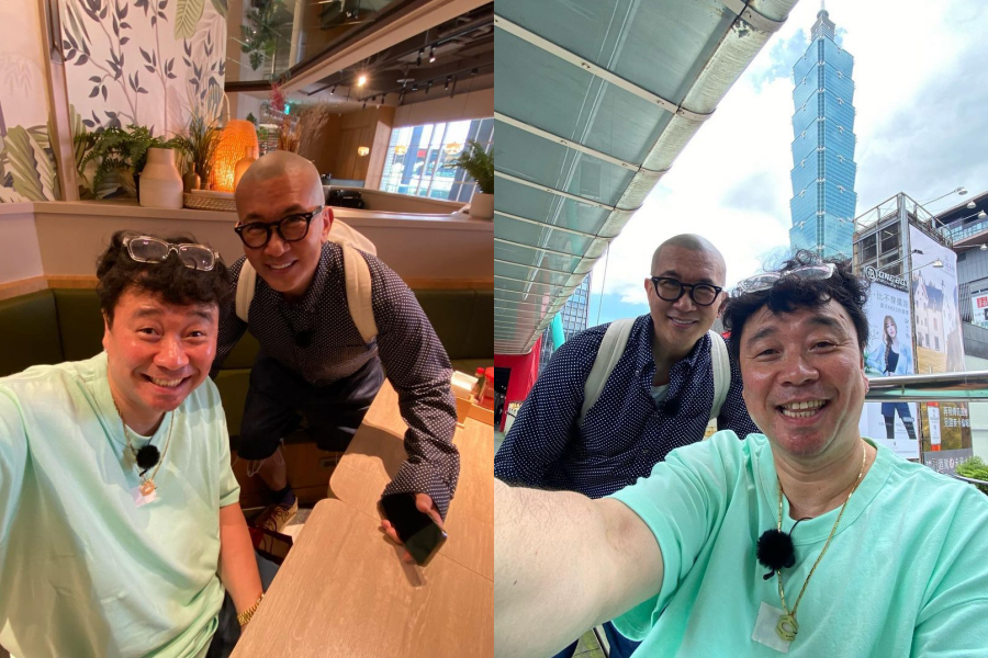 酷龍近日在台合體，具俊曄（左圖右、右圖左）和隊友姜元來（左圖左、右圖右）於台灣相見歡。（翻攝自@clon52 IG）