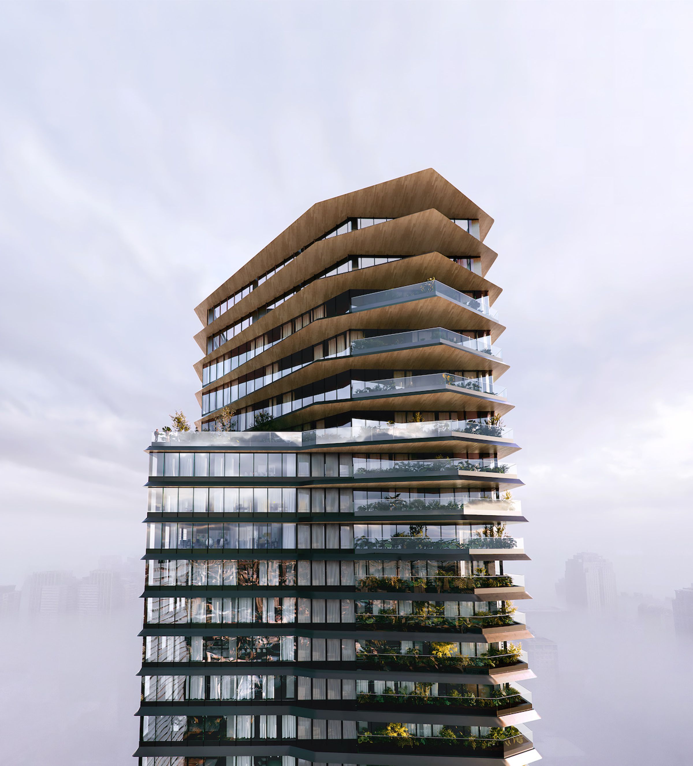 聯聚中維大廈 Kuma Tower基地面積達2,380坪,樓高42層,坪數規劃80至150坪。(聯聚建設提供)
