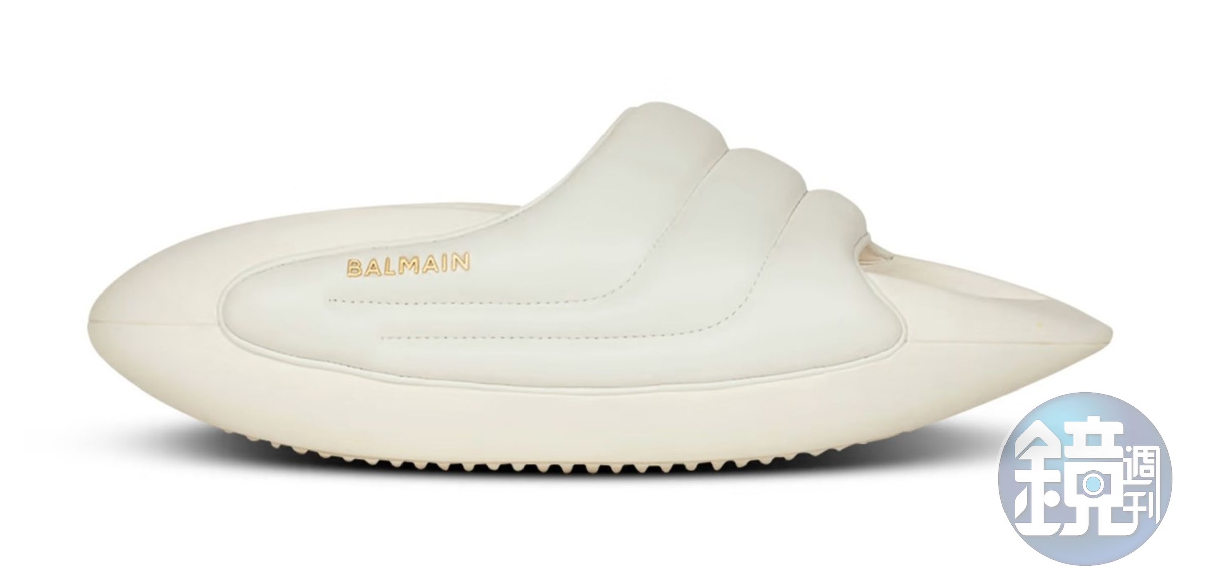 B-IT系列絎縫皮革穆勒鞋 (白)‧NT$27,200〈BALMAIN提供〉