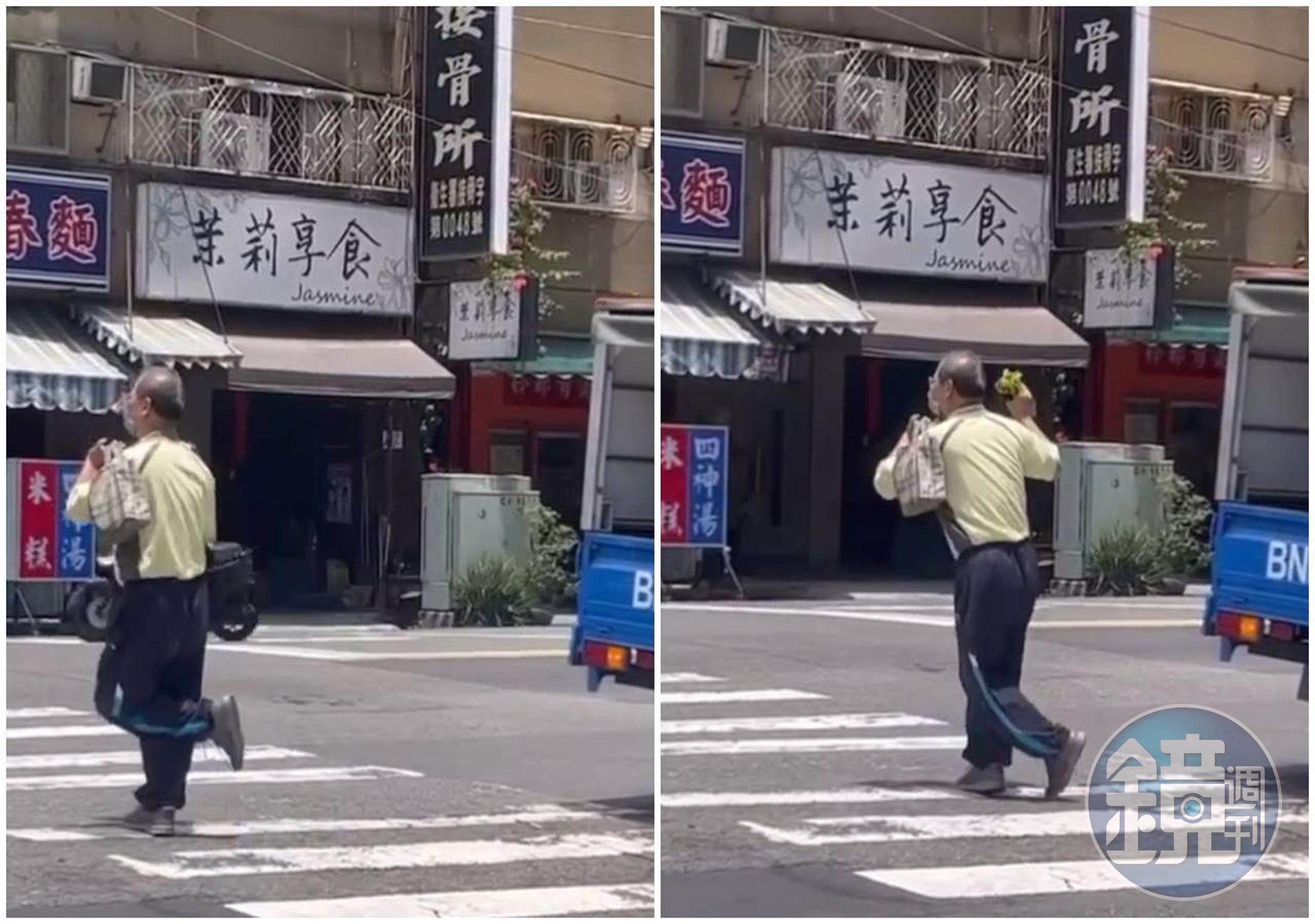 有位阿北無視週遭車輛，直接在斑馬線盡情跳起謎之舞步。（翻攝自IG）