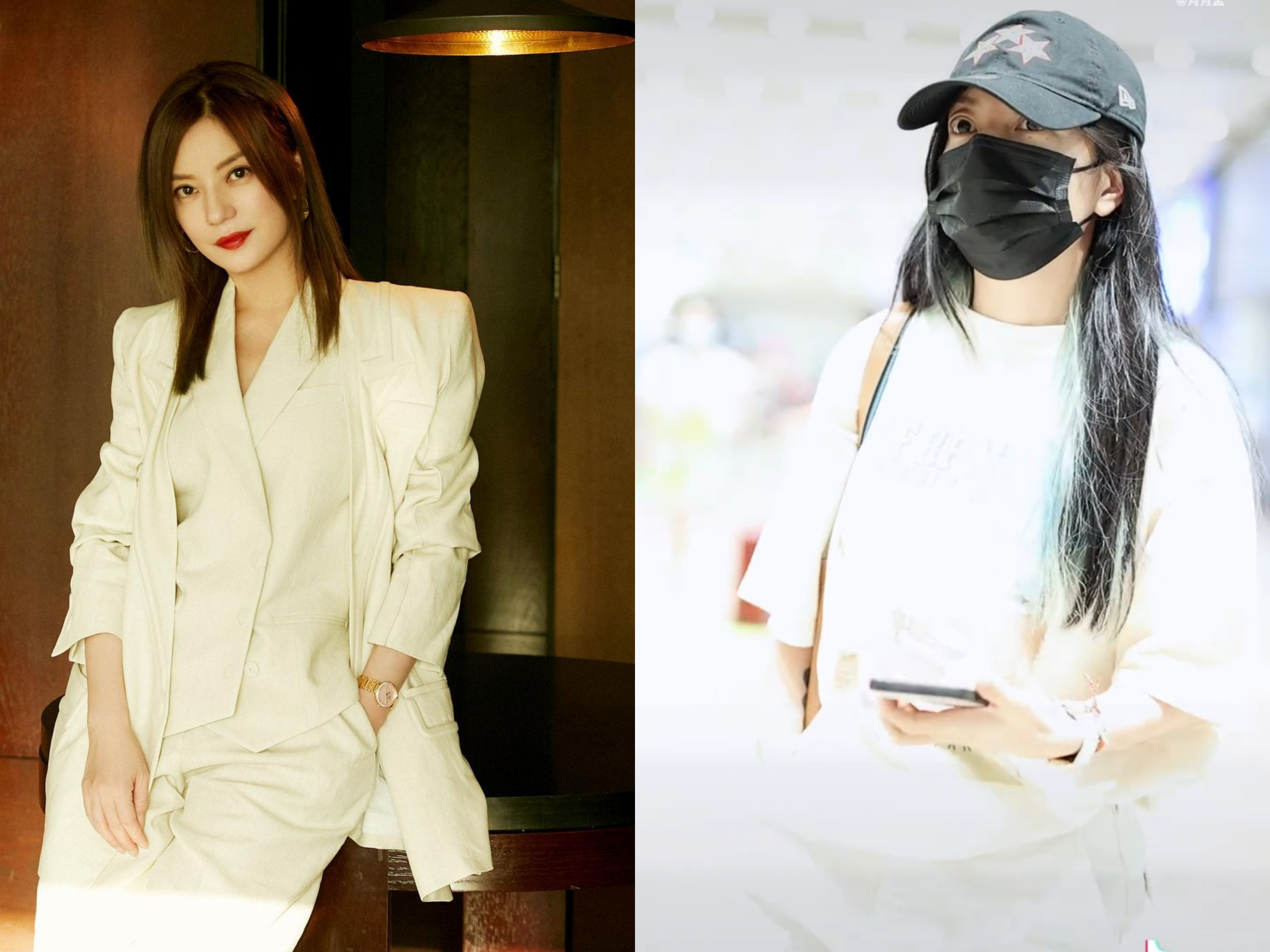 趙薇輕裝打扮現身北京機場，機場代拍誇她手插褲袋的動作很酷。（翻攝自微博/趙薇IG）