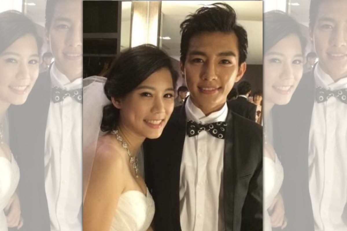 炎亞綸與新娘手勾著手甜密合照。（翻攝自微博）