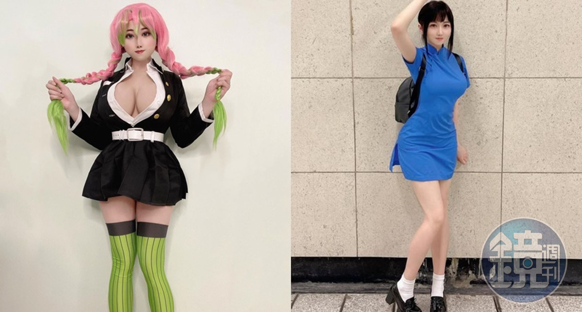 女子穿校服在港鐵拍照，不少人認為這身裝扮「嚴重影響校譽」。（圖：nickycosplayer IG）