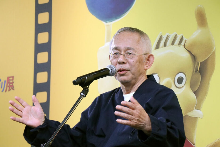 鈴木敏夫今天出席活動回應宮﨑駿新作《你想活出怎樣的人生？》不做宣傳的原因。（翻攝自報知體育報）