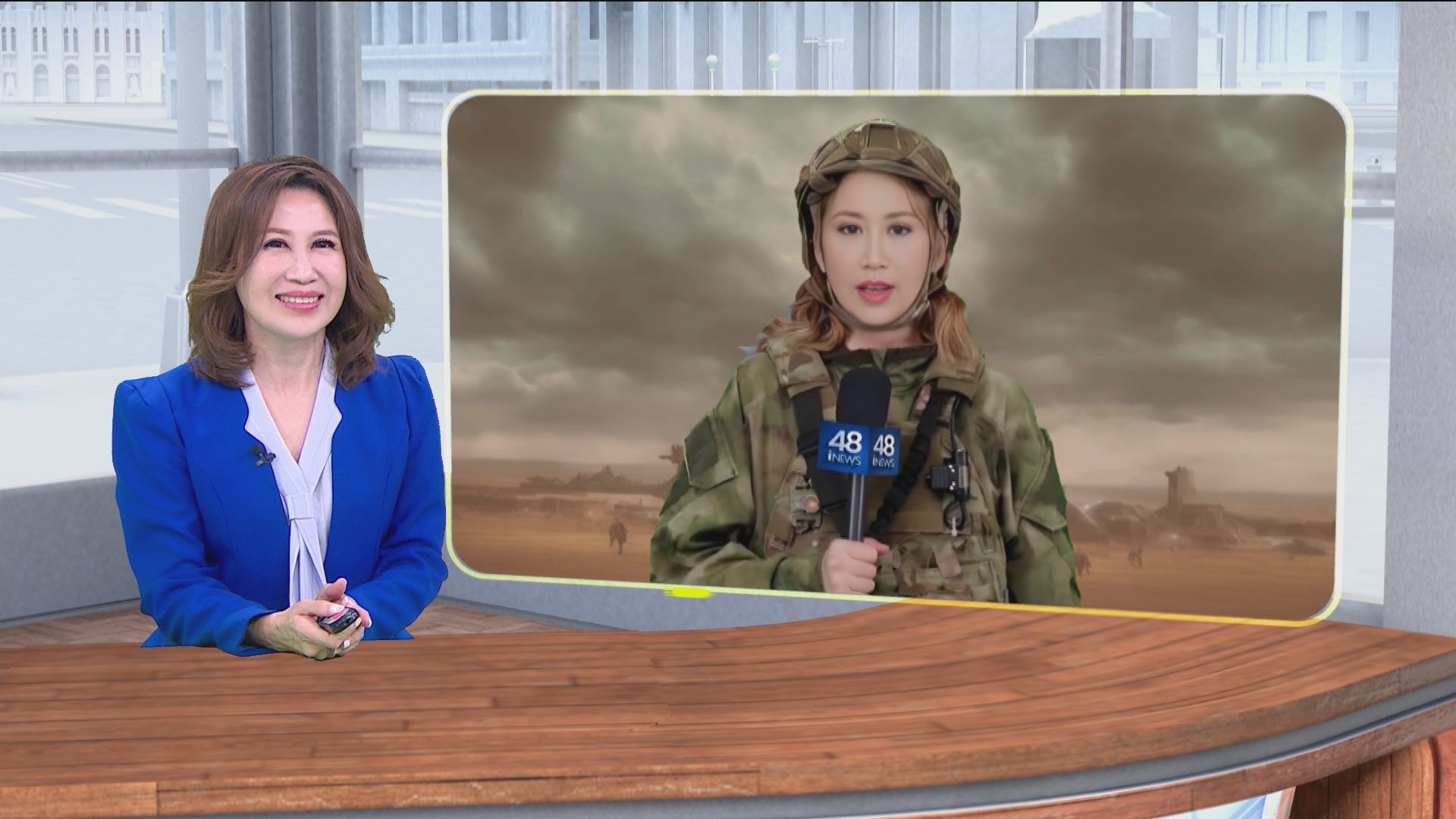 AI克隆娟（右）、陳斐娟將共同主持國際新聞節目。（三立提供）