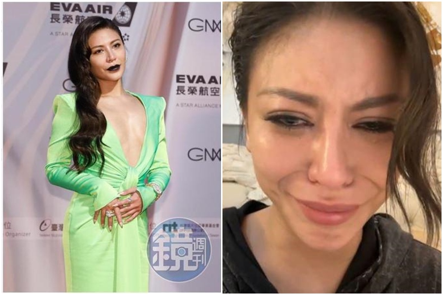 艾怡良頒獎典禮上烏龍喊錯得獎人，凌晨更自責開直播暴哭道歉。（右圖翻攝自艾怡良IG）