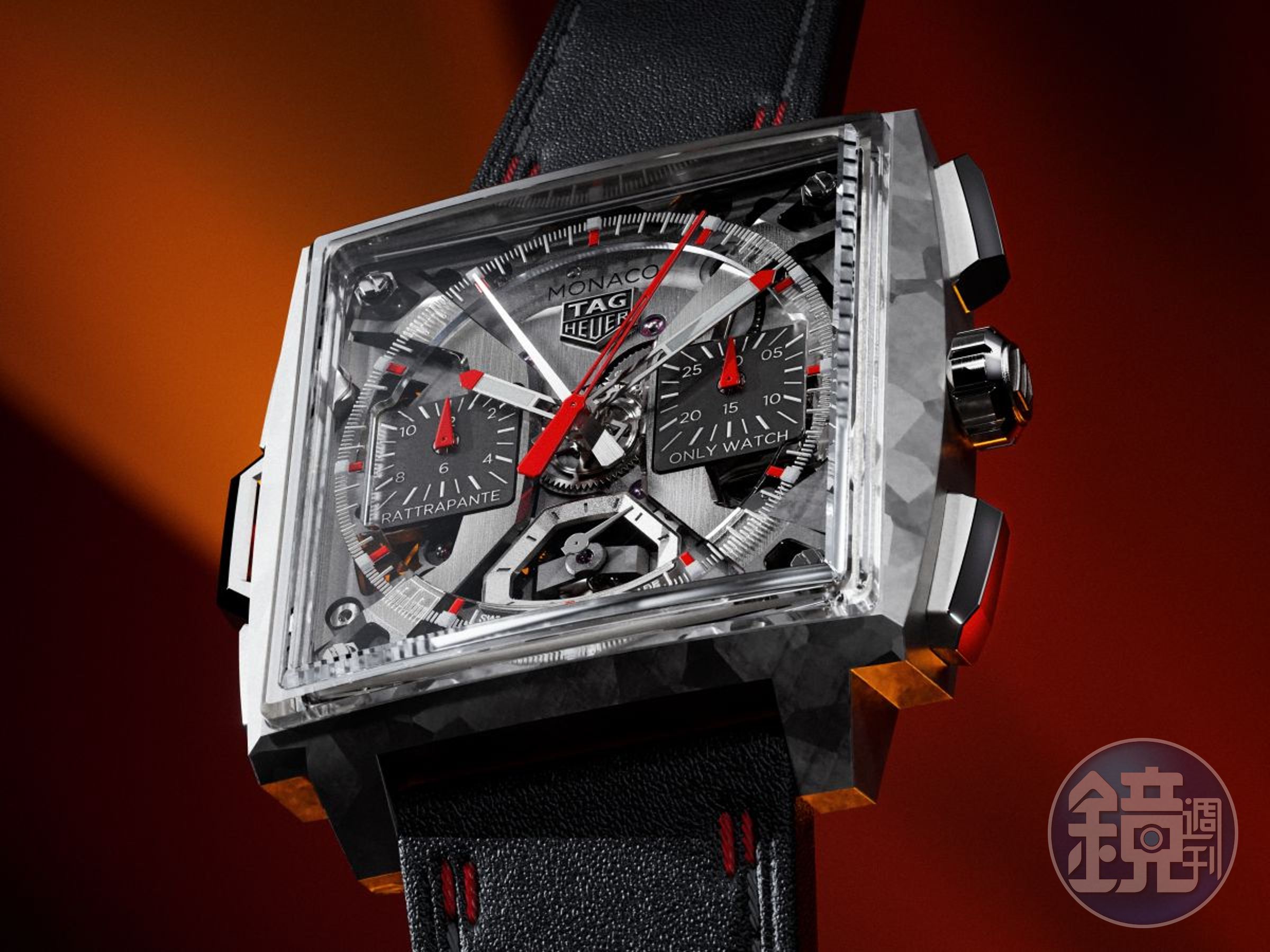 瑞士製錶品牌泰格豪雅（TAG HEUER）發表一款為慈善拍賣Only Watch製作的Monaco Split-Seconds Chronograph，此錶不僅擁有強烈的前衛外型，更是品牌有史以來所製作的第一款機械式「雙追針」計時碼錶。