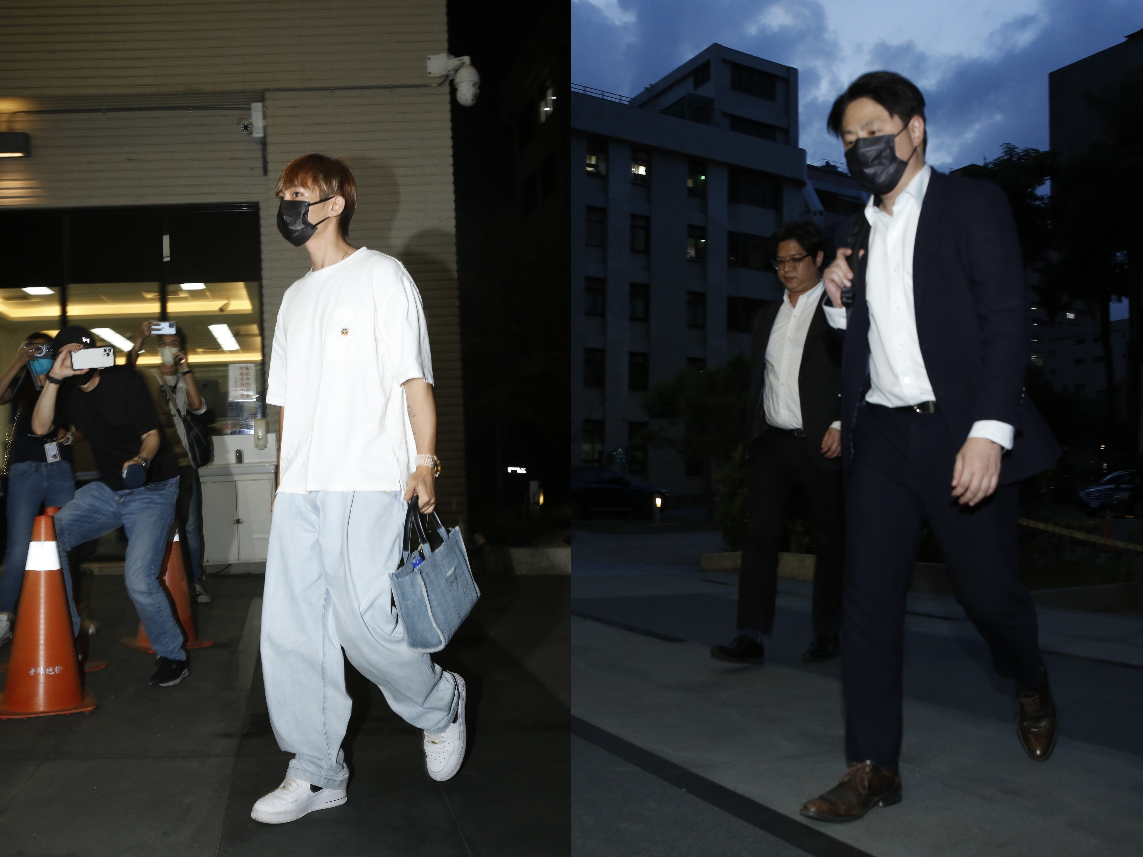 炎亞綸經歷7月3日一連串的檢警動作後，受訪表示會努力捍衛自己的清白；全程有名律師們（右）陪同。