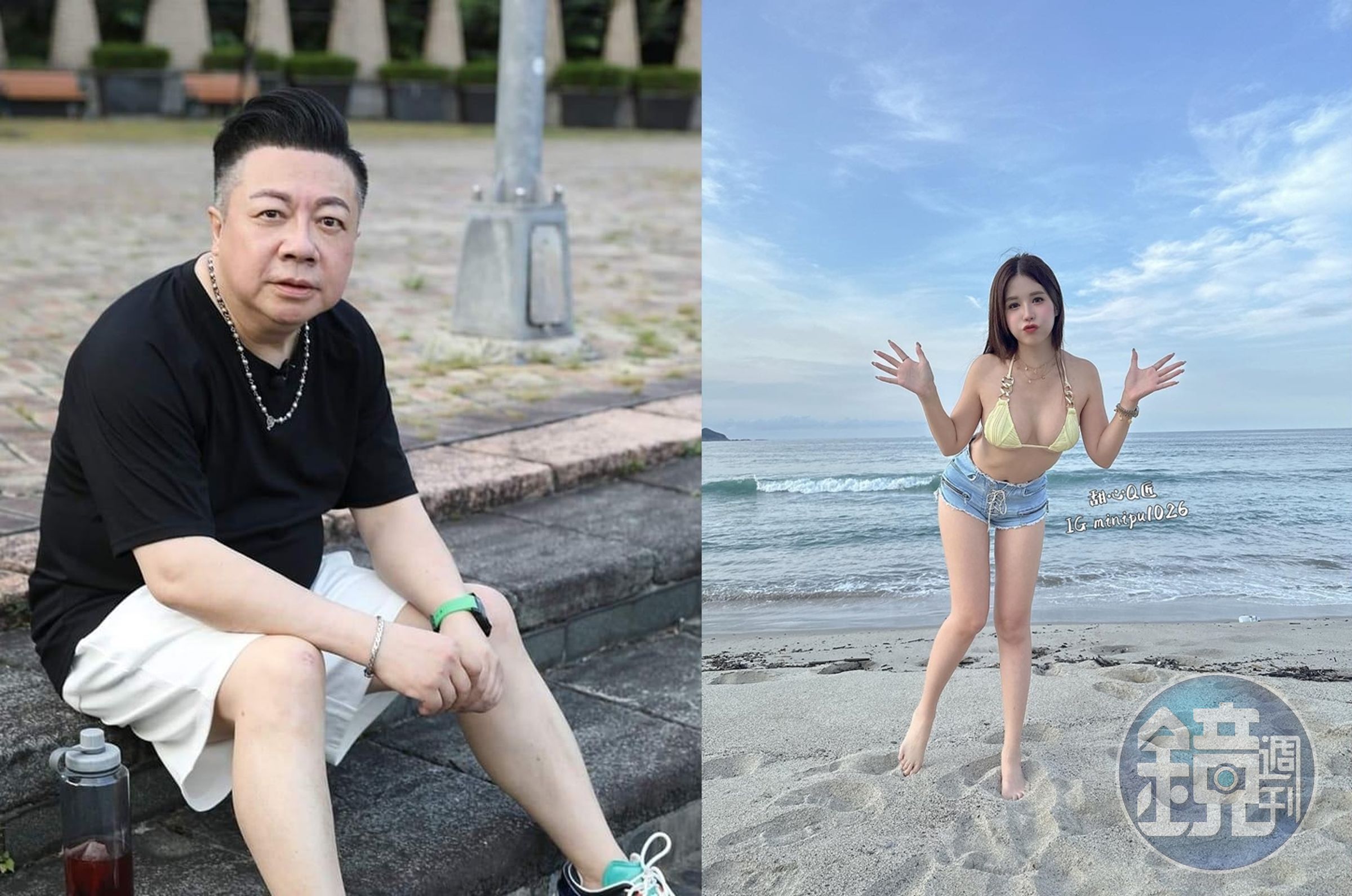 董至成坦承與本刊爆的新歡「JKF」女郎甜心Q匠「友達以上,戀人未滿」。(翻攝臉書、IG)