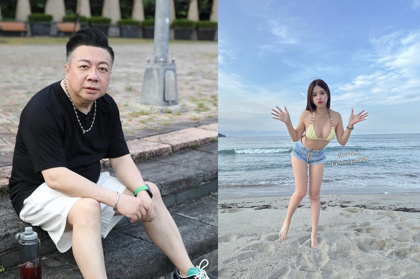 董至成坦承與本刊爆的新歡「JKF」女郎甜心Q匠「友達以上，戀人未滿」。（翻攝臉書、IG）