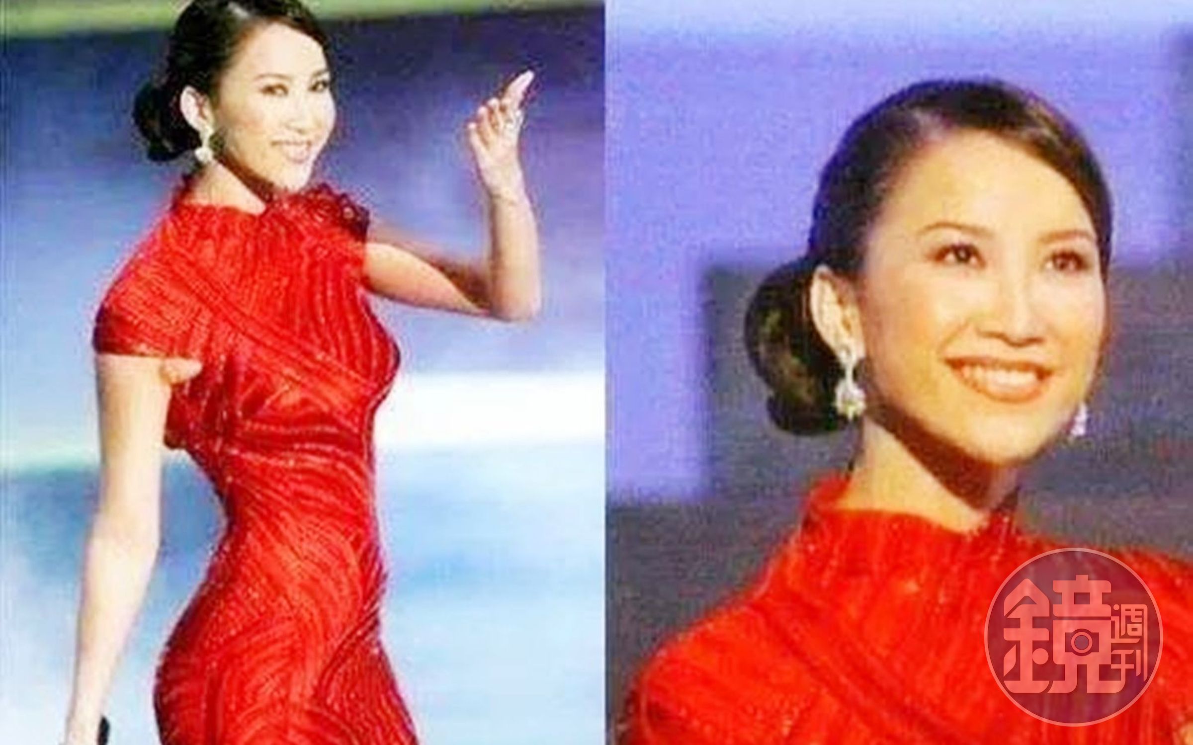 2001年3月，李玟穿著21吋腰身紅旗袍站上奧斯卡頒獎典禮舞台，是首位登上奧斯卡獻唱的華裔女歌手。（網路圖片）