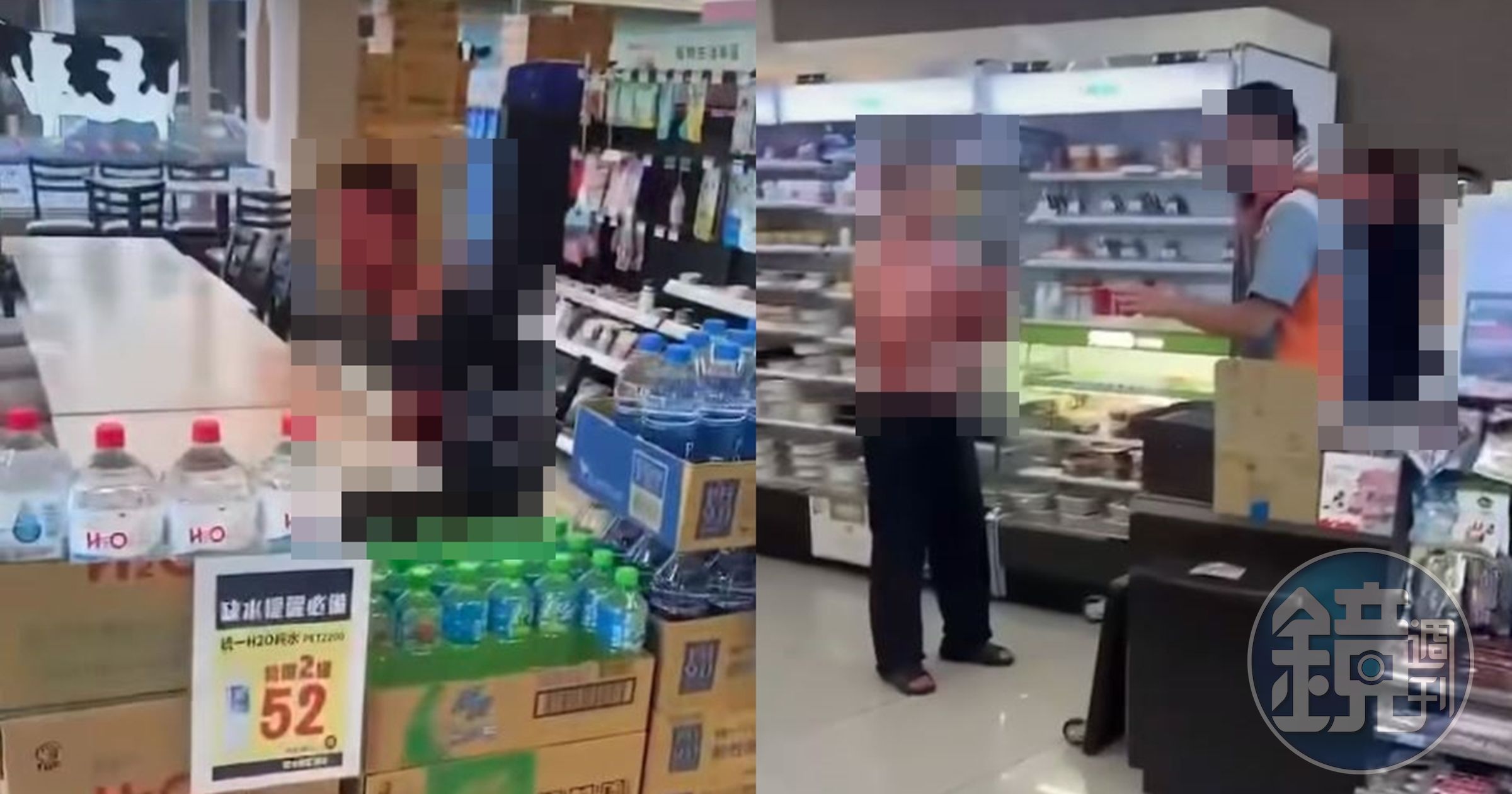 男子持榔頭殺妻後再追殺兒子到超商,所幸店員及時制止保護少年。(翻攝畫面)