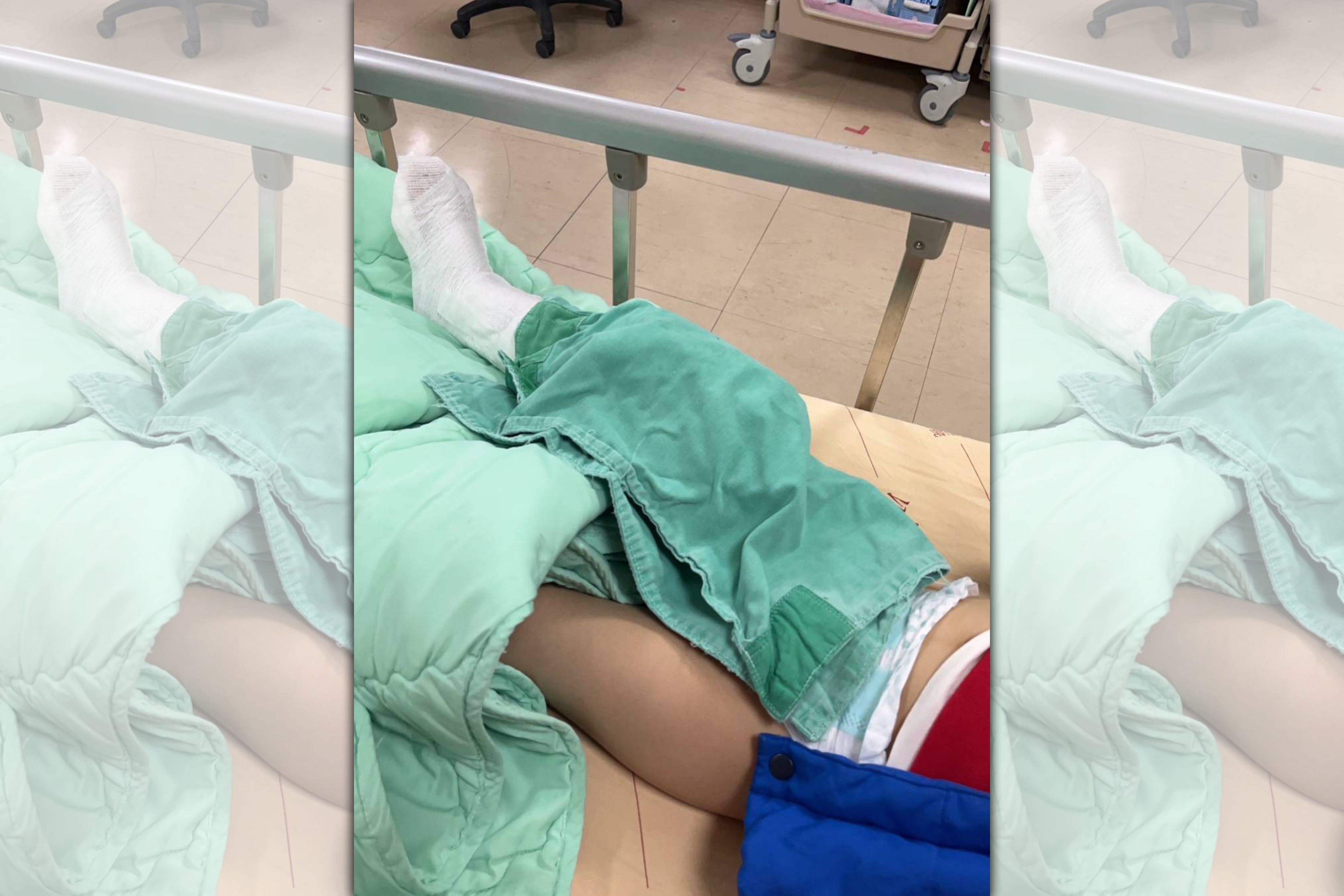 A小姐的小孩於嘉楠風華酒店兒童遊戲區遊玩，疑遭踩踏造成脛骨骨折。（讀者提供）