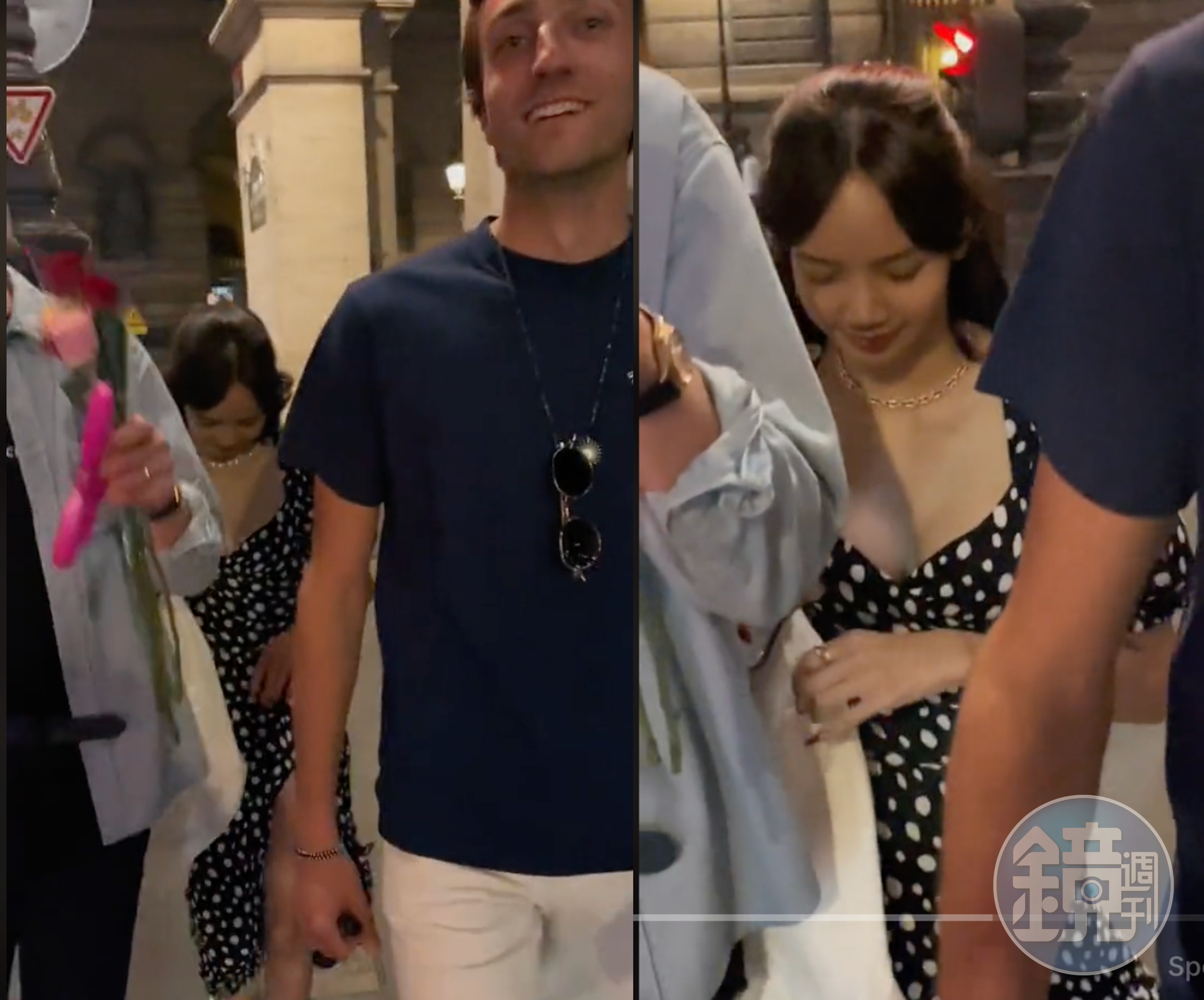 網友拍到弗雷德里克阿爾諾和Lisa，男方紳士地在前面隔開鏡頭。（網路圖片）