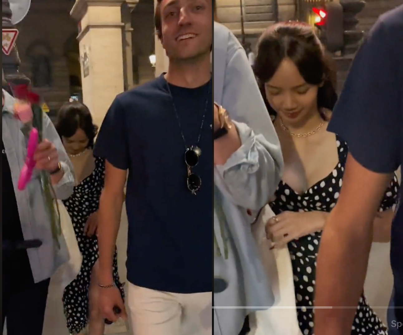 網友拍到弗雷德里克阿爾諾和Lisa，男方紳士地在前面隔開鏡頭。（網路圖片）