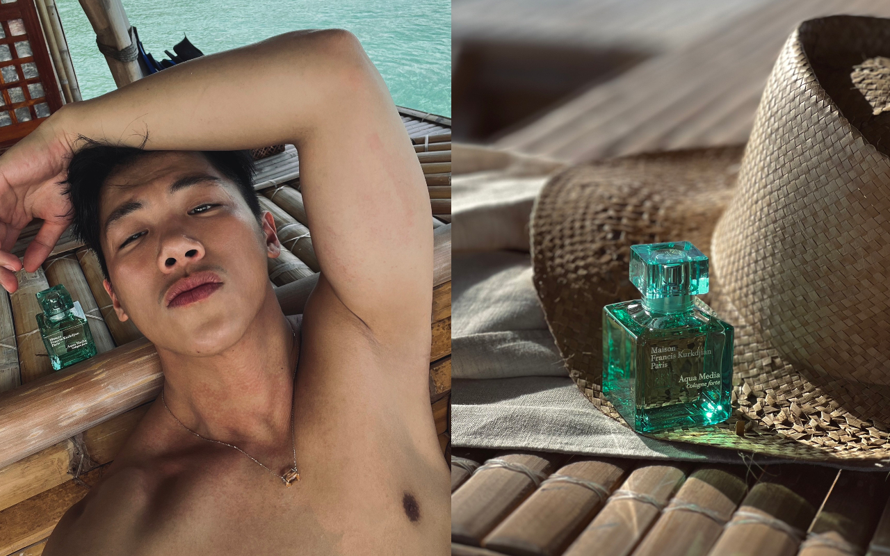 范成章與中間之水古龍淡香精（NT$6,200∕70ml）。（Maison Francis Kurkdjian提供）