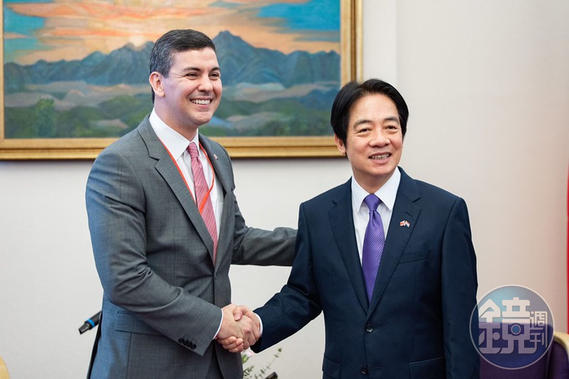 巴拉圭總統當選人貝尼亞率團訪台，今與總統蔡英文、副總統賴清德會晤交流。（總統府提供）