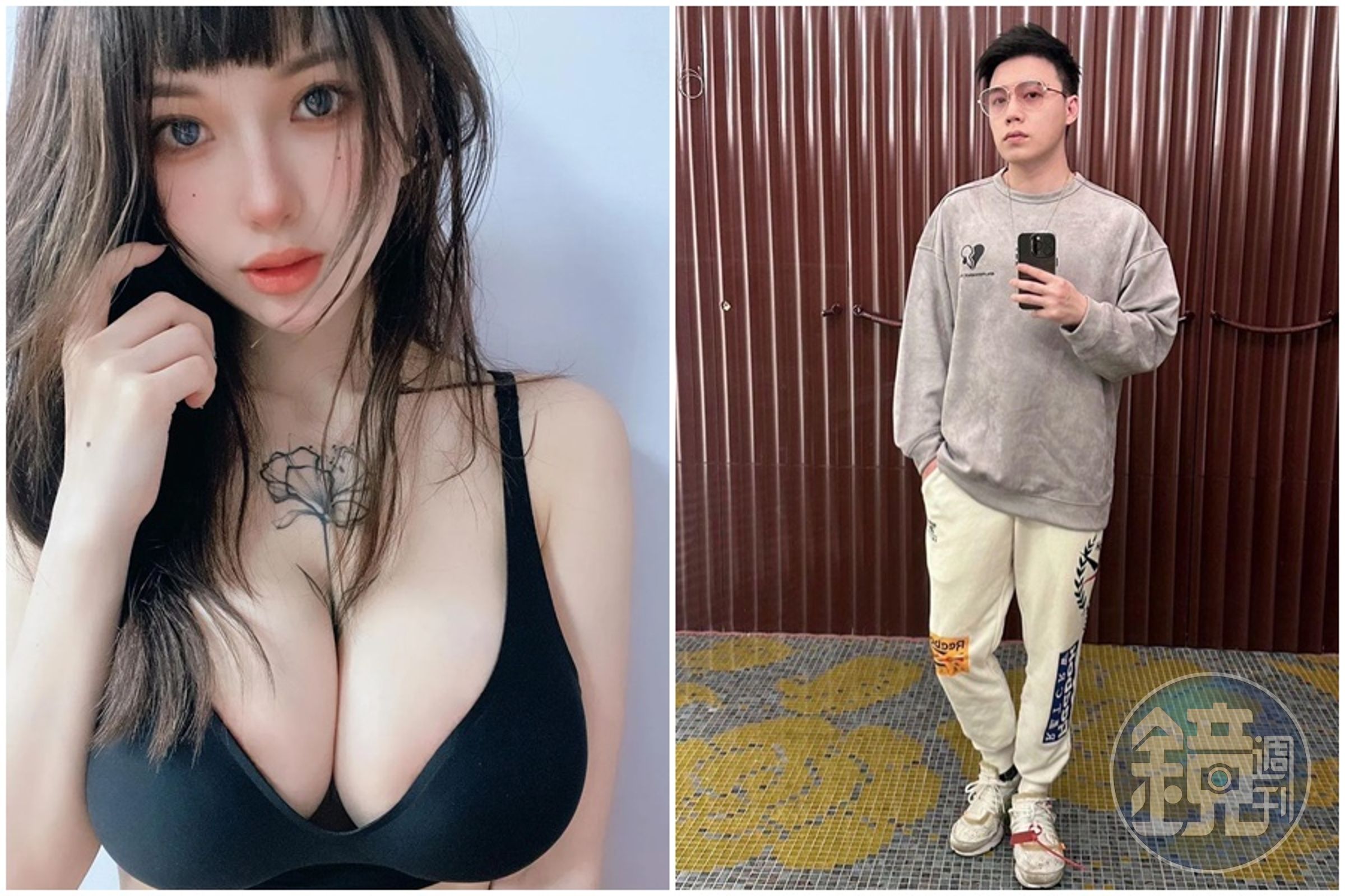 Toyz（右）再度澄清和榕榕子只是拍片關係。（翻攝自榕榕子IG、Toyz臉書）