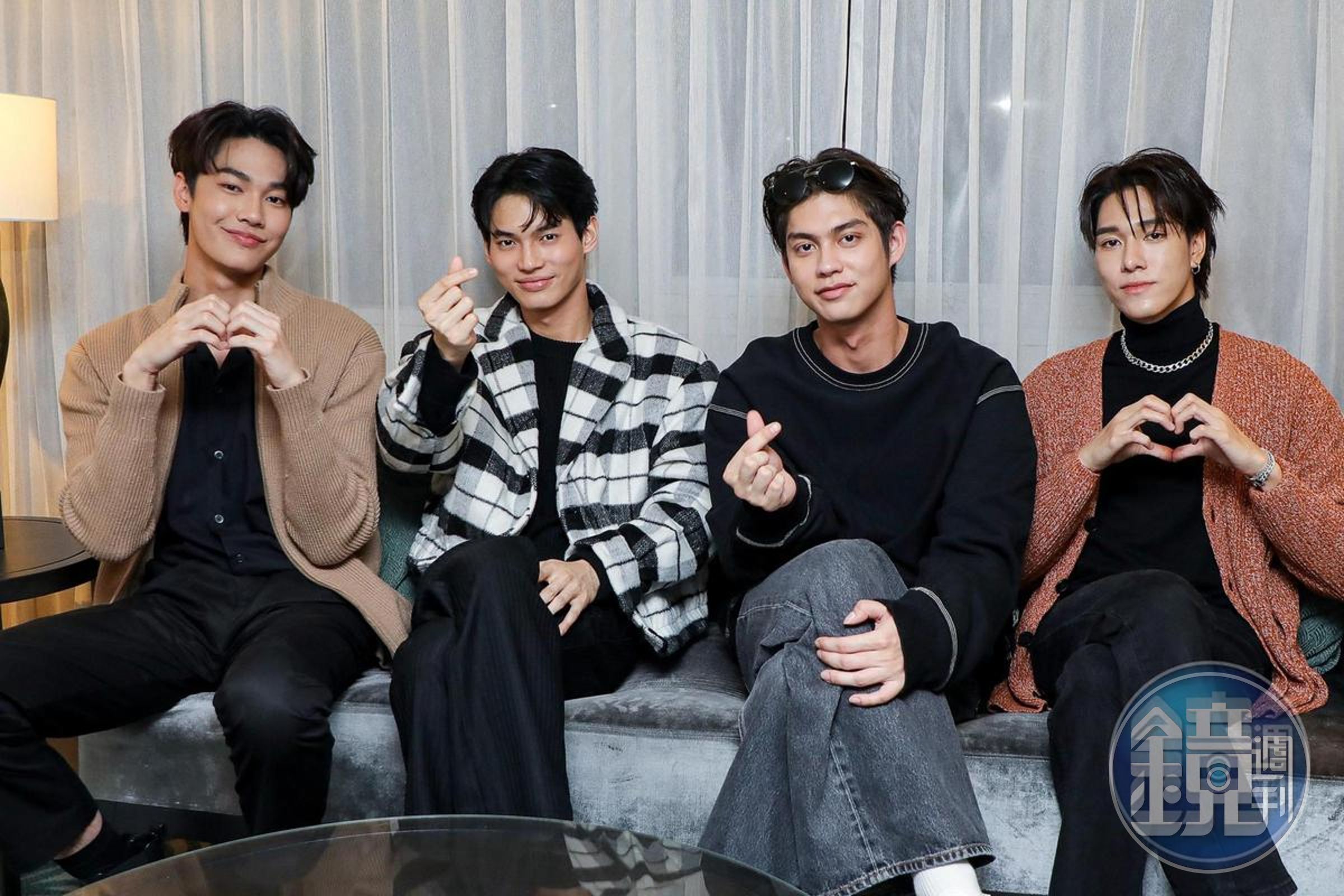 泰國「F4」Dew(左起)、Win、Bright、Nani今年2月來台時接受本刊獨家專訪。(資料照片)