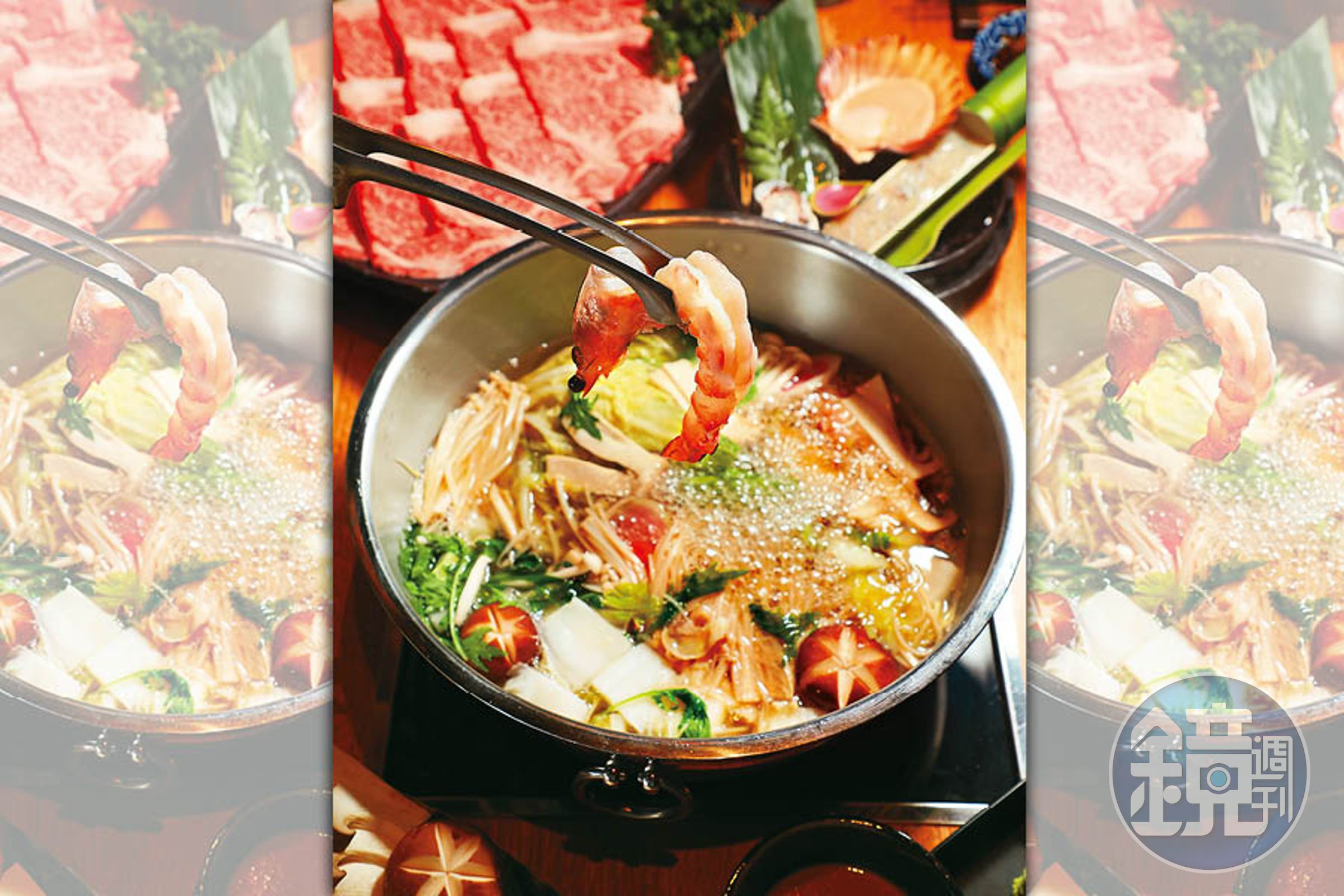 所有火鍋套餐都附有迷你生魚片、肉品、季節前菜、蔬菜盤與雜炊。(澳幣66.9元起/套餐,約NT$1,390)