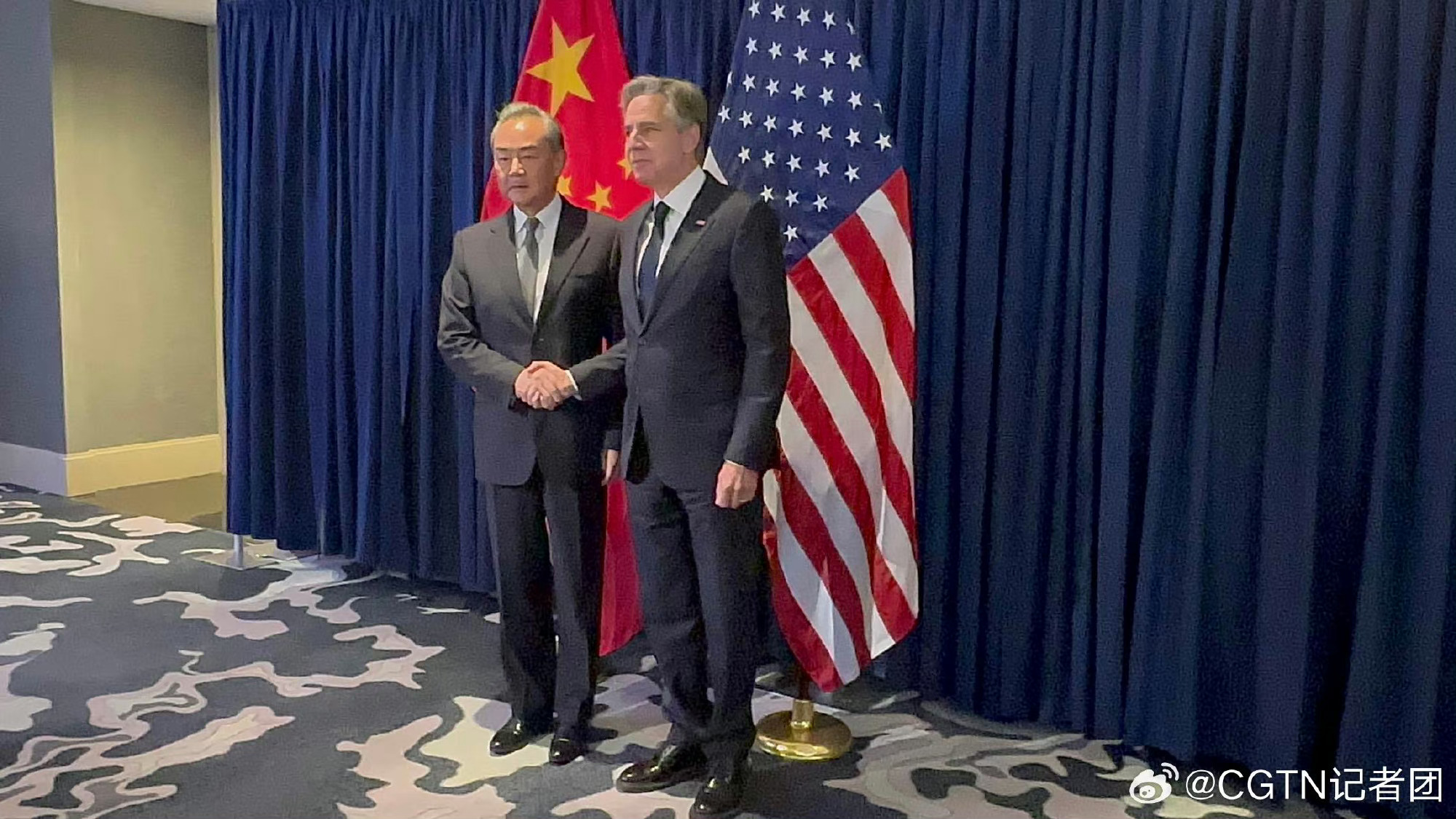布林肯與王毅在短短1個月內2度會晤。（翻攝自微博＠環球網）