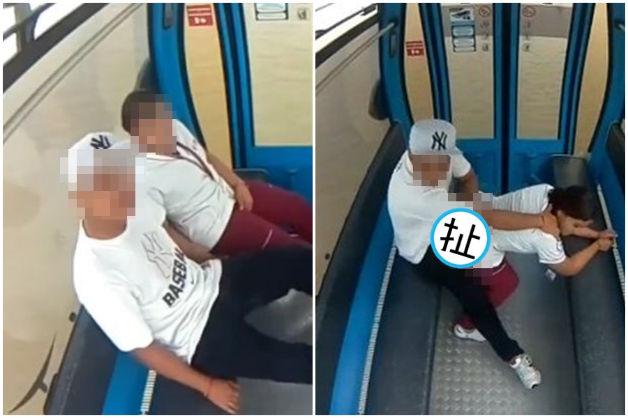 一對情侶在瓜亞基爾（Guayaquil）搭空中纜車時，做出不雅動作。（翻攝自推特）