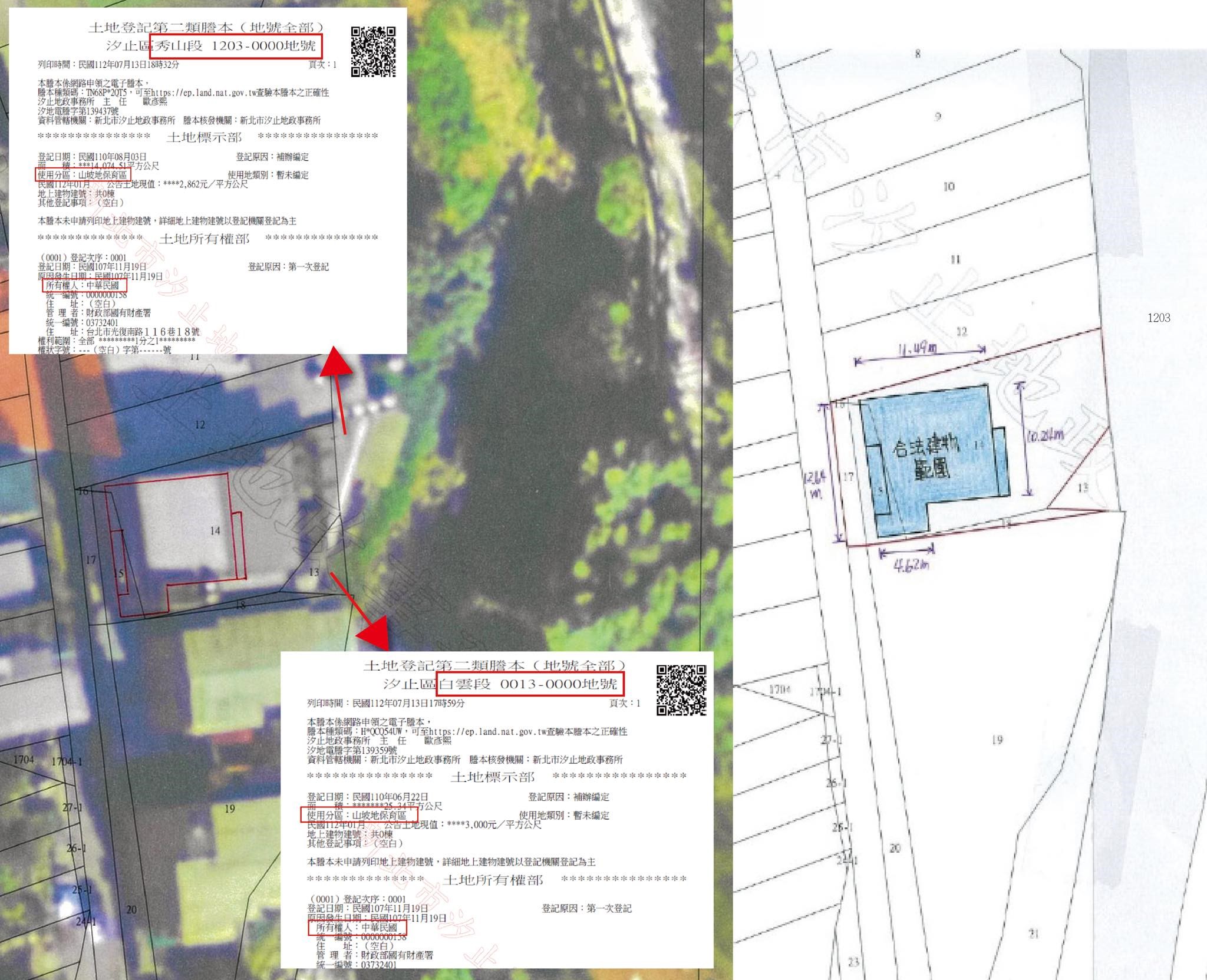 新北市議員張錦豪今日爆料前立委黃國昌住家違建，還非法占用國有地。（翻攝自臉書@新北市議員張錦豪）