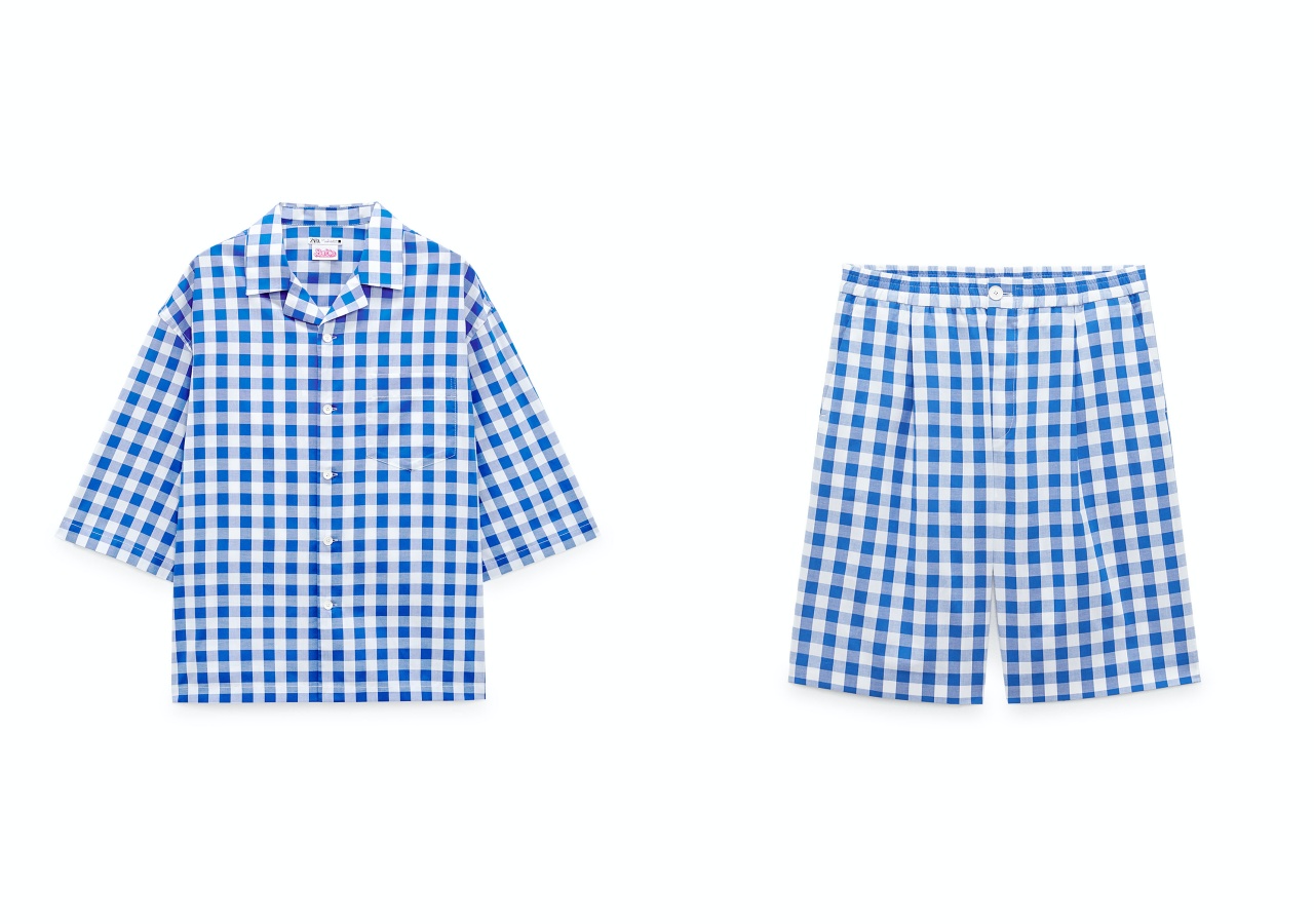 肯尼藍色格紋休閒服裝。（ZARA提供）