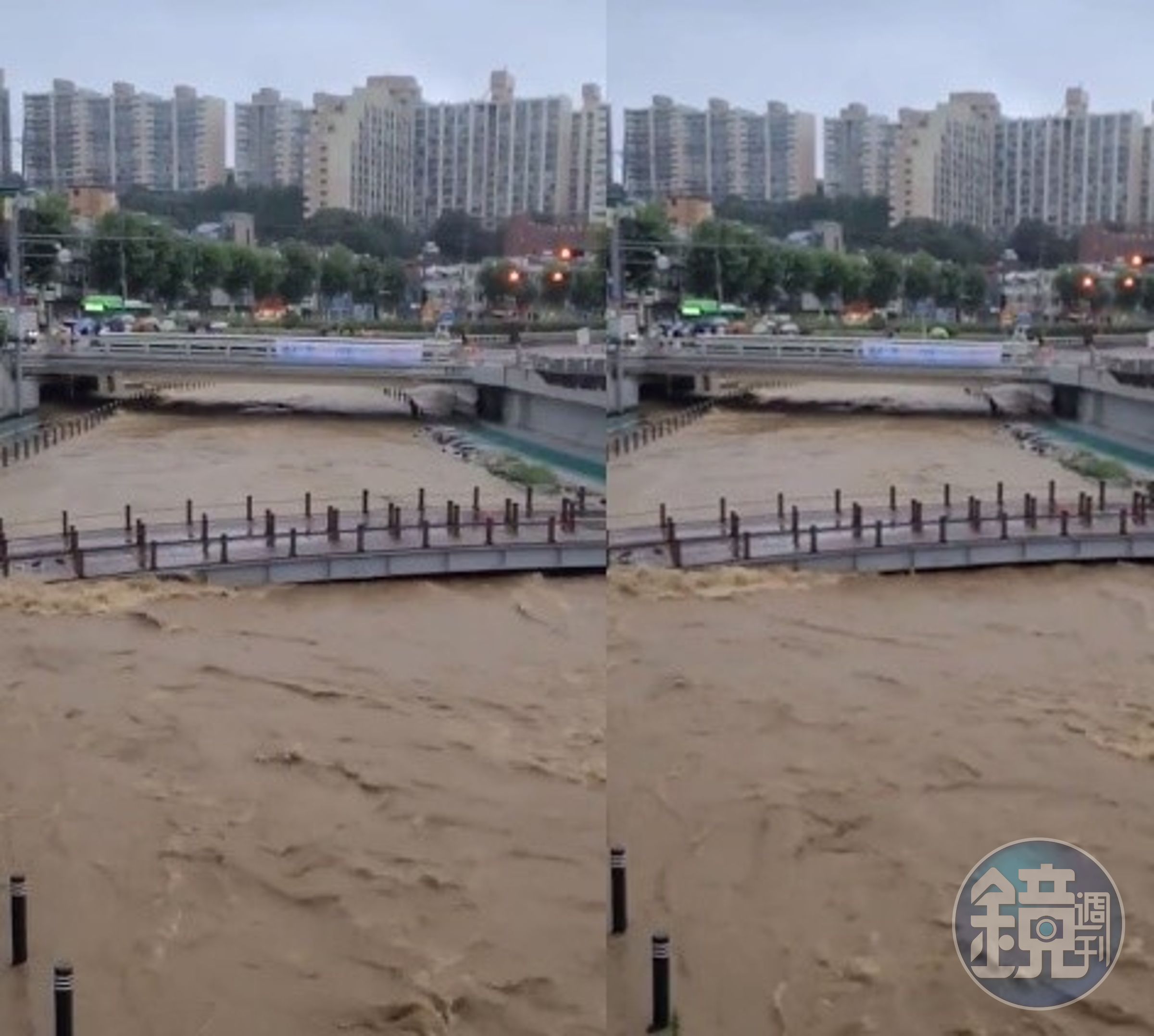 南韓連日暴雨釀災，目前傷亡主要集中在忠清和慶北中部地區。（翻攝自推特@hwangmincheol3）