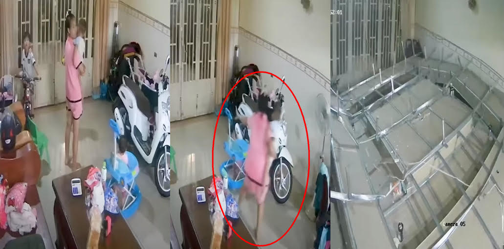 柬埔寨某民宅住處天花板突然瞬間崩塌，幸好母親機警帶小孩逃走，躲過一劫。（示意圖，翻攝YouTube頻道New York Post）