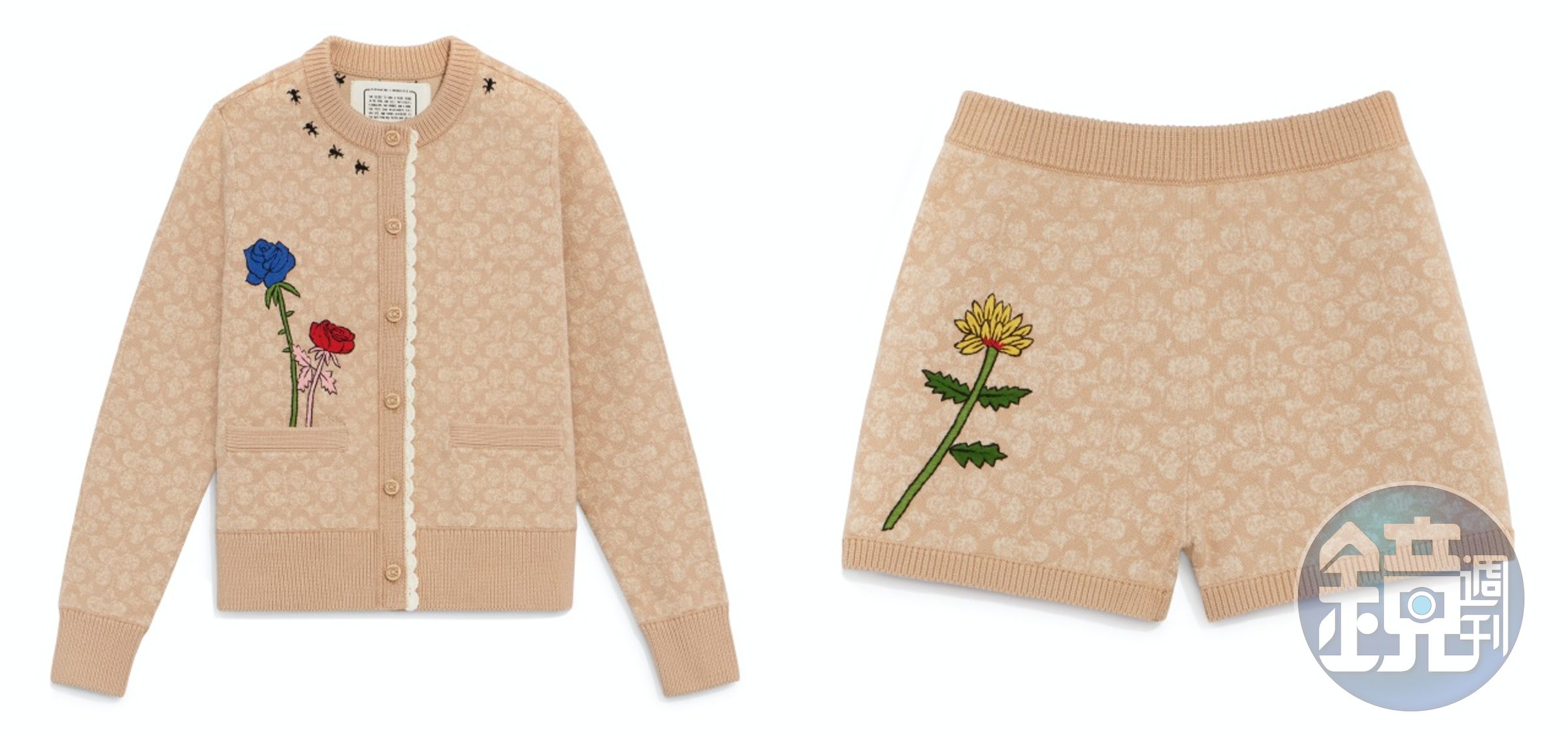手工刺繡針織外套NT$19,800、短褲NT$12,800。(COACH提供)