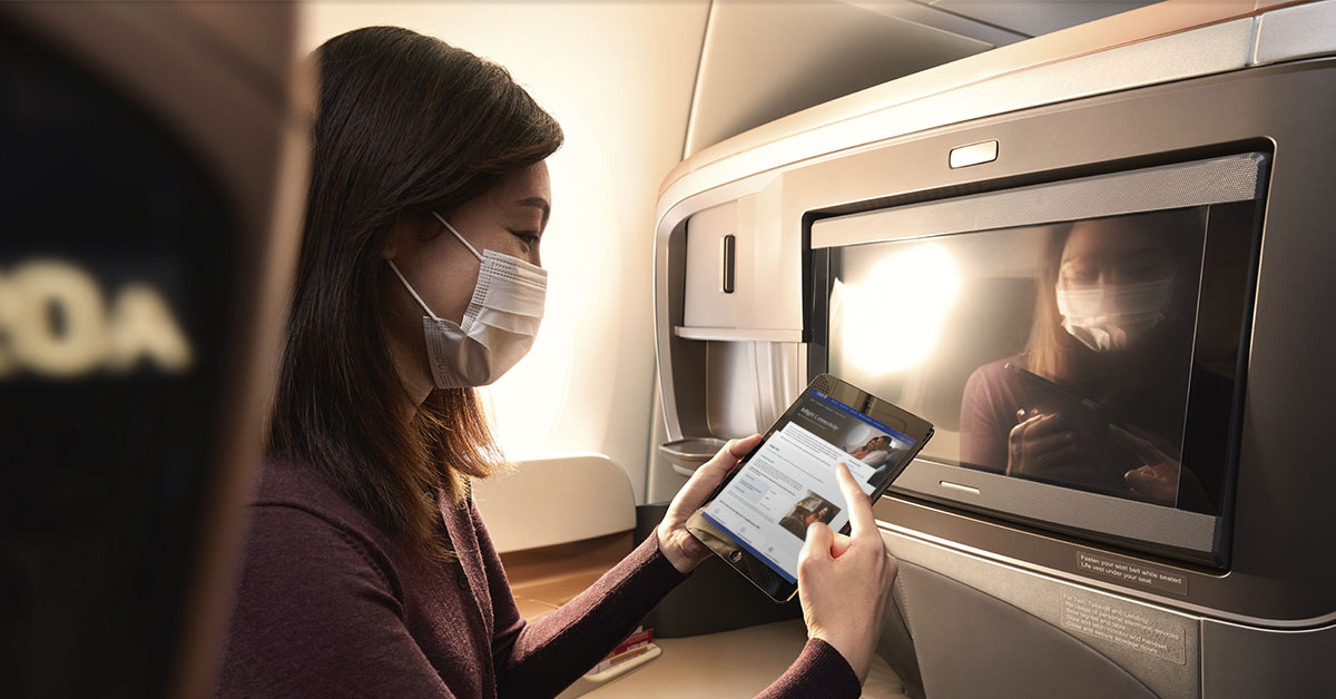 新加坡航空宣布從7月開始，不管搭乘任何機型、艙等，都可以免費且無限使用機上Wi-Fi。（新加坡航空提供）