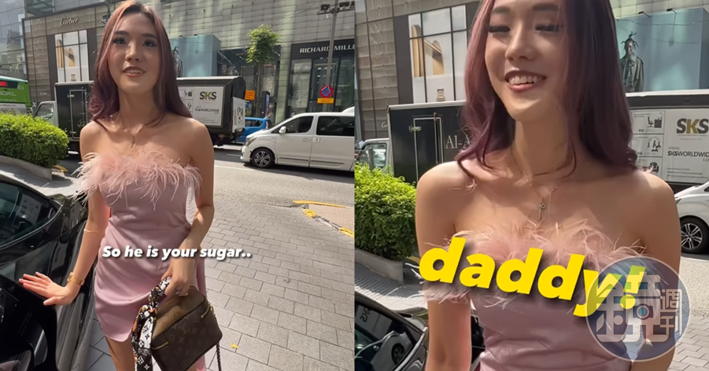 妹子愛乾爹不苦幹,全身名牌開超跑、住豪宅「愛情可以用錢買到」。(翻自mopress.io)