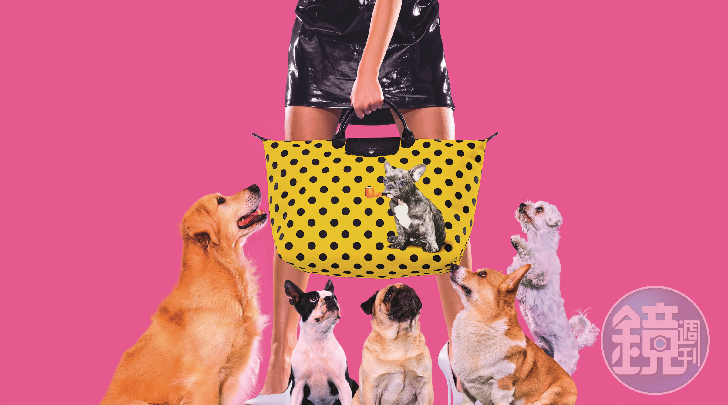 LONGCHAMP x TOILETPAPER聯名系列充滿樂觀正能量。狗狗煙斗NT$16,300（LONGCHAMP提供）