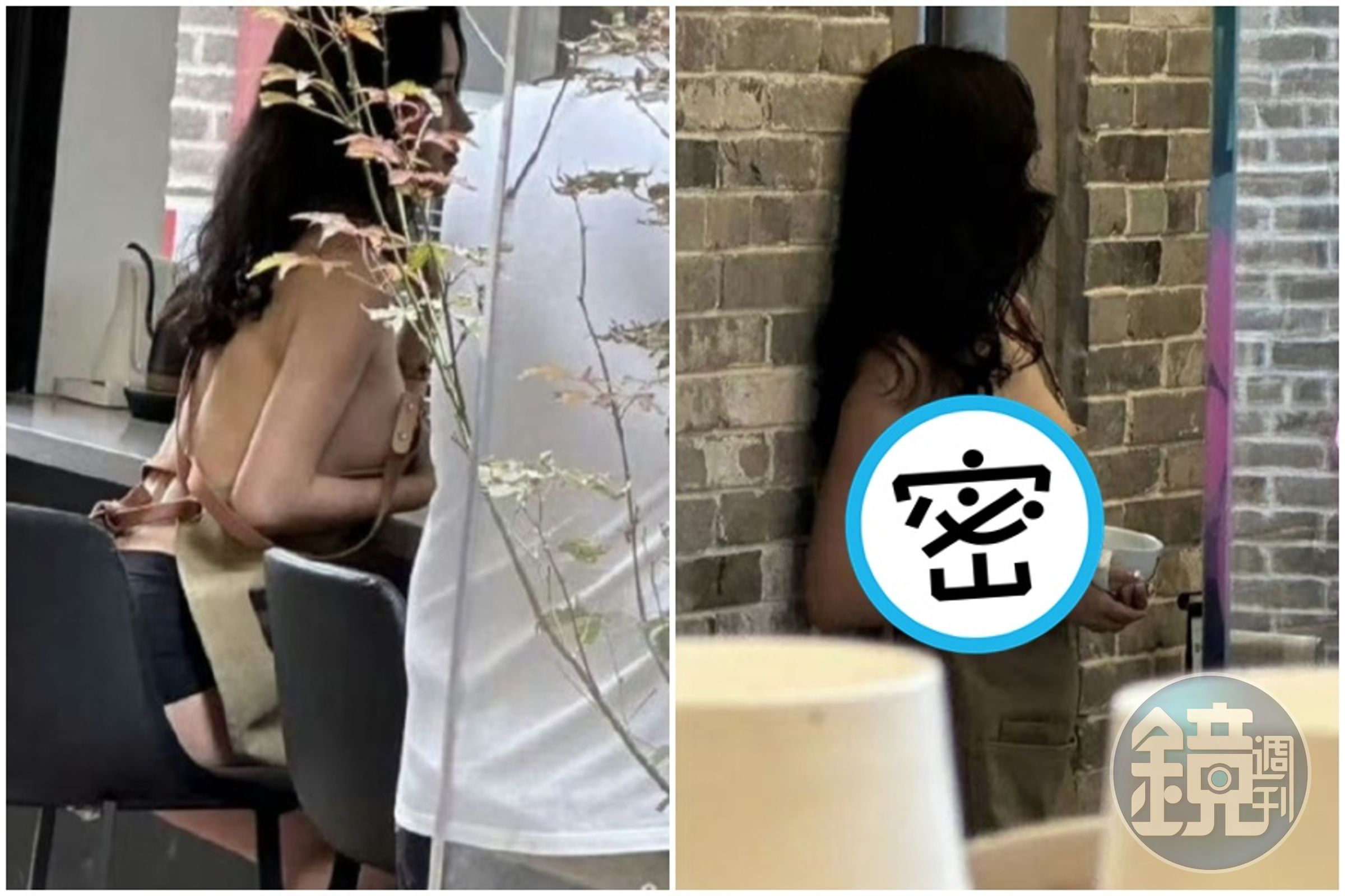中國某咖啡廳疑遭女子擅自入內性感擺拍，照片引起網友熱烈討論。（翻攝自微博）