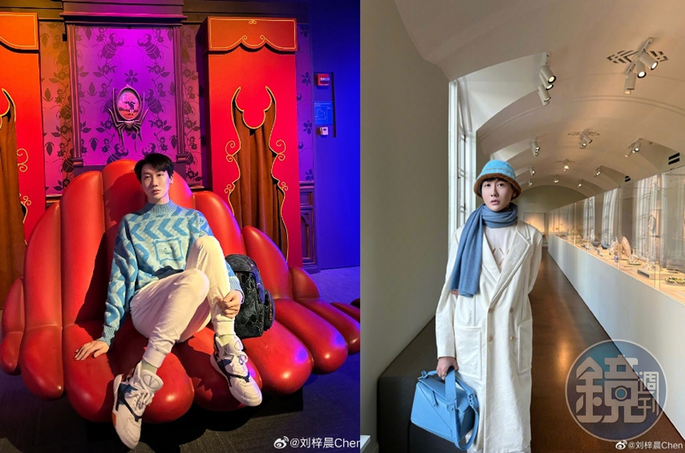 劉梓晨原本因為修圖過度被網友戲稱蛇精男,最近轉而低調生活,看起來很樸素。(翻攝微博)