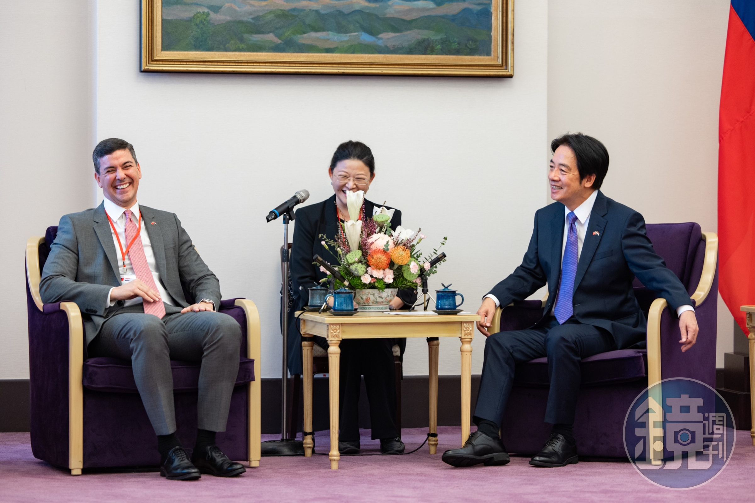 賴清德12日會晤巴拉圭共和國總統當選人貝尼亞伉儷。(總統府提供)