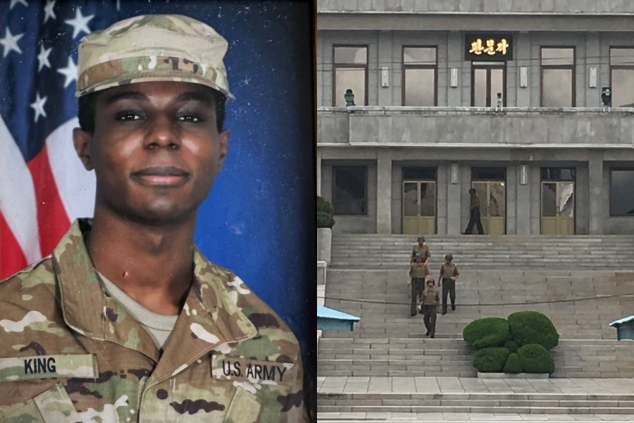 二等兵金日前在南韓犯罪獲釋後，本該返美卻前往板門店並逃到北韓。（左圖翻攝自Twitter、右為本刊資料照）