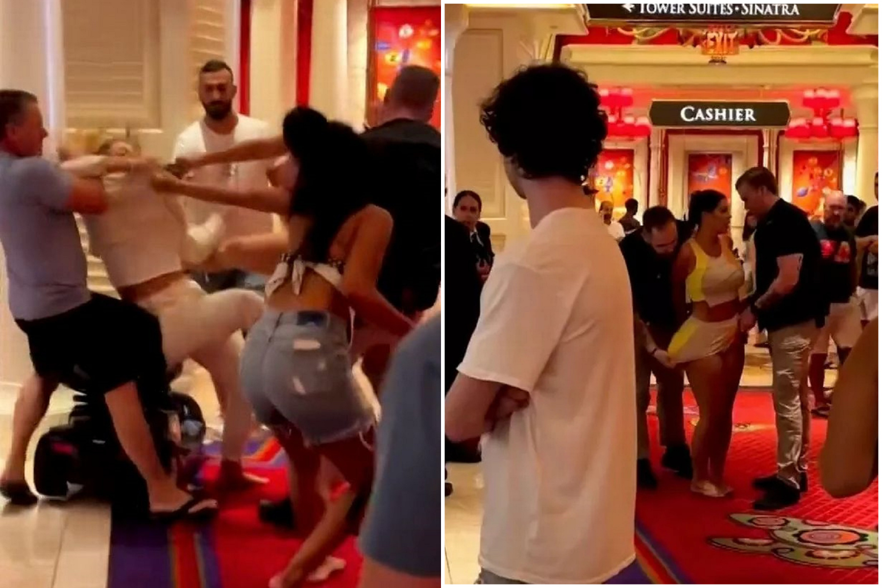 人妻幫決鬥小三組，4女交纏打到春光全洩！眾男興奮圍觀、保全最可憐。（翻自《每日星報》）