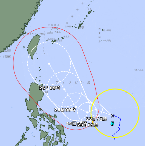 日本氣象廳預測杜蘇芮路徑。