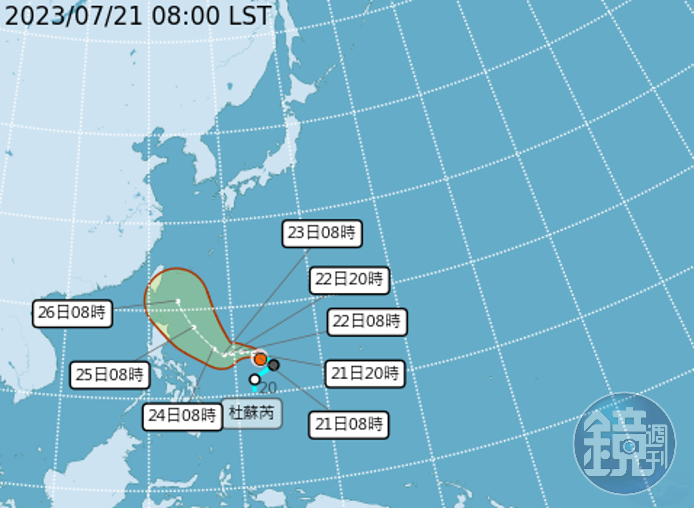 氣象局預測杜蘇芮路徑。