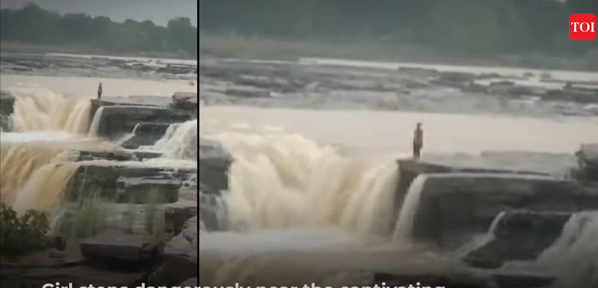 少女沉迷玩手機被父母罵，從9層樓高湍急瀑布縱身一跳！結局太震撼。（翻自《印度時報》）