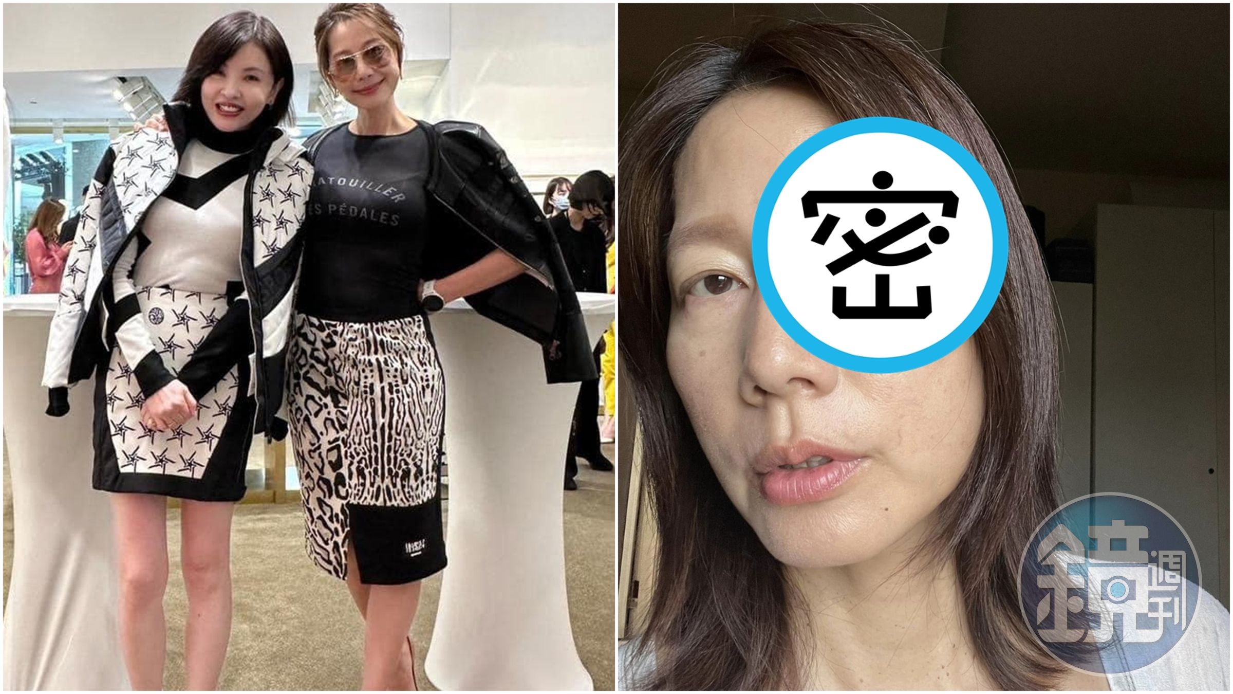 丁寧昨戴墨鏡和何如芸出席服裝品牌開幕。（翻攝自臉書）