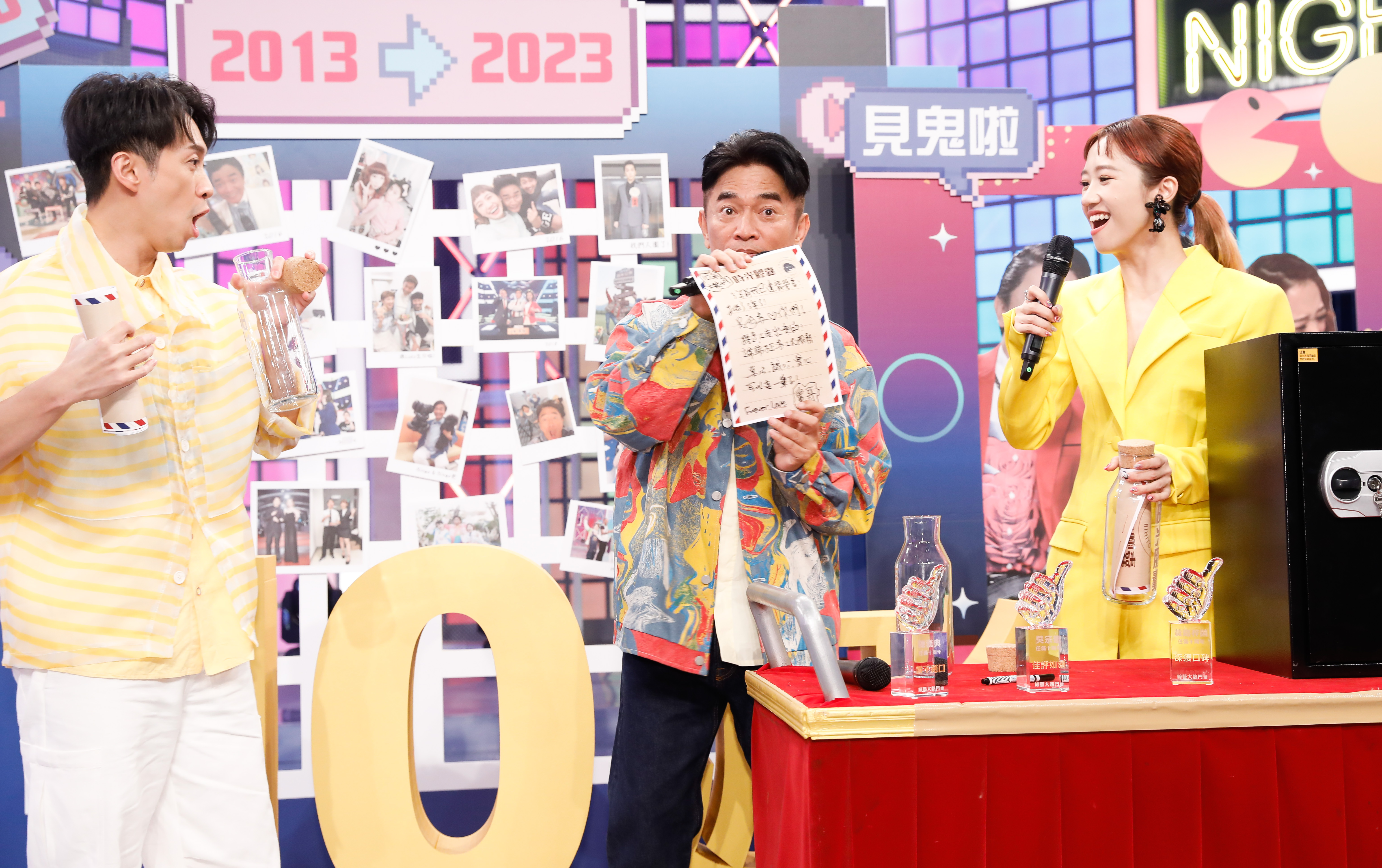 陳漢典（左起）、吳宗憲、Lulu主持《綜藝大熱門》邁入第十週年。