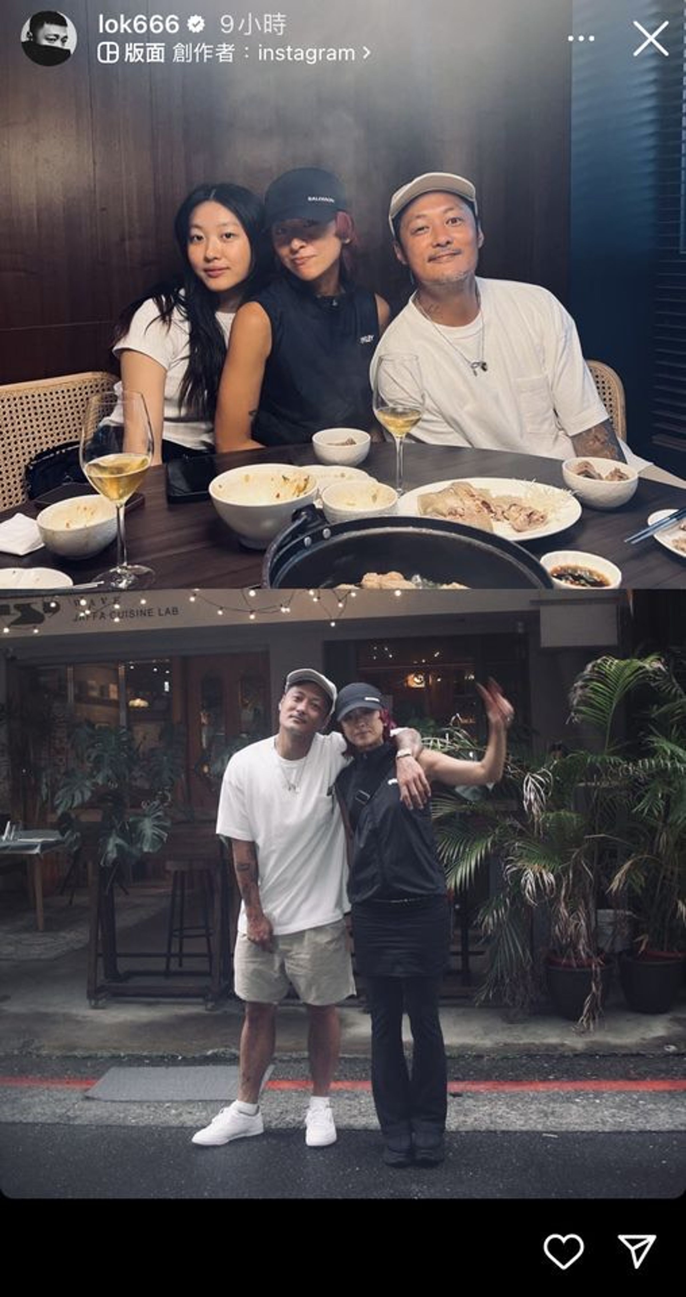 陳奕迅老婆徐濠縈和18歲愛女陳康堤也都來到台灣,還與余文樂聚會。(翻攝自余文樂IG)