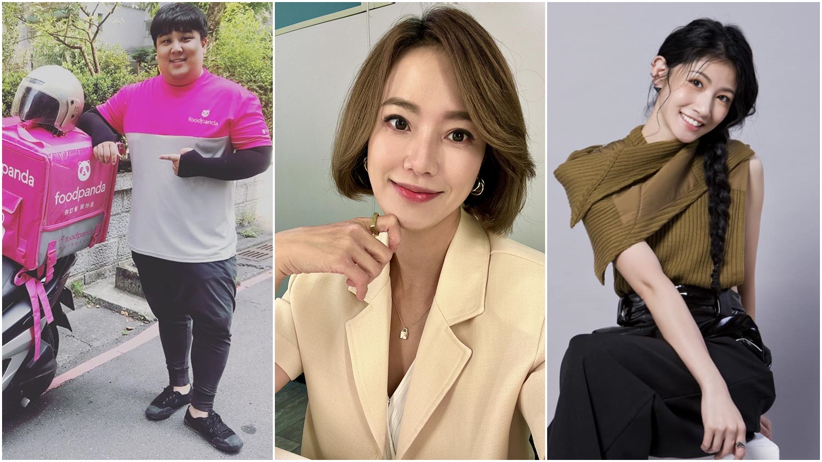 不少藝人在疫情期間當起外送員。（翻攝自臉書、IG）