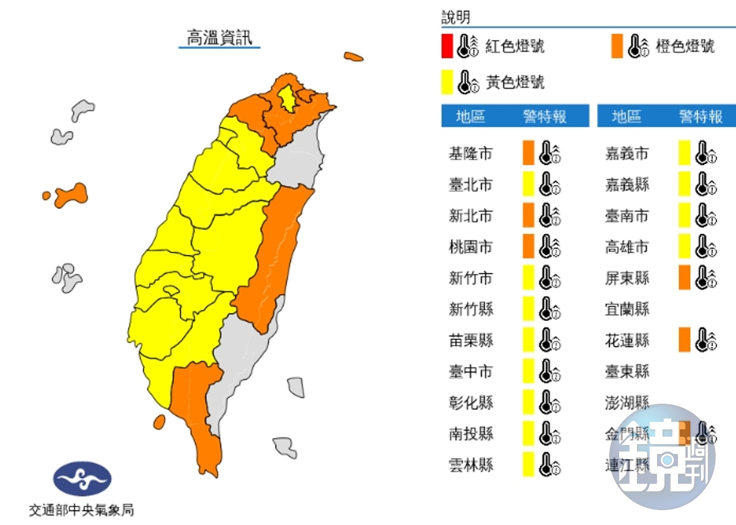 中央氣象局發布高溫資訊。(中央氣象局提供)