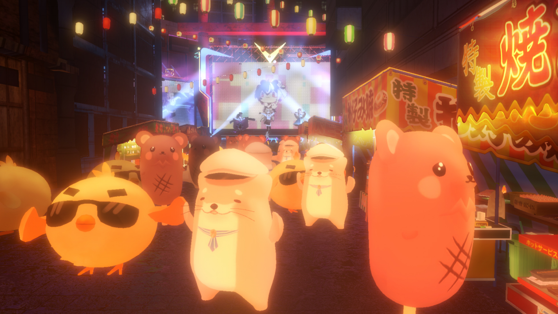 粉絲除了聽歌、加油吶喊,還能體驗逛祭典玩小遊戲。(HTC VIVE ORIGINALS提供)